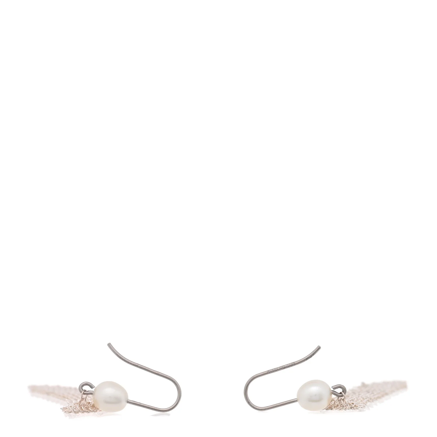 Sterling Silver Pearl Small Elsa Peretti Mesh Earrings - Image 3