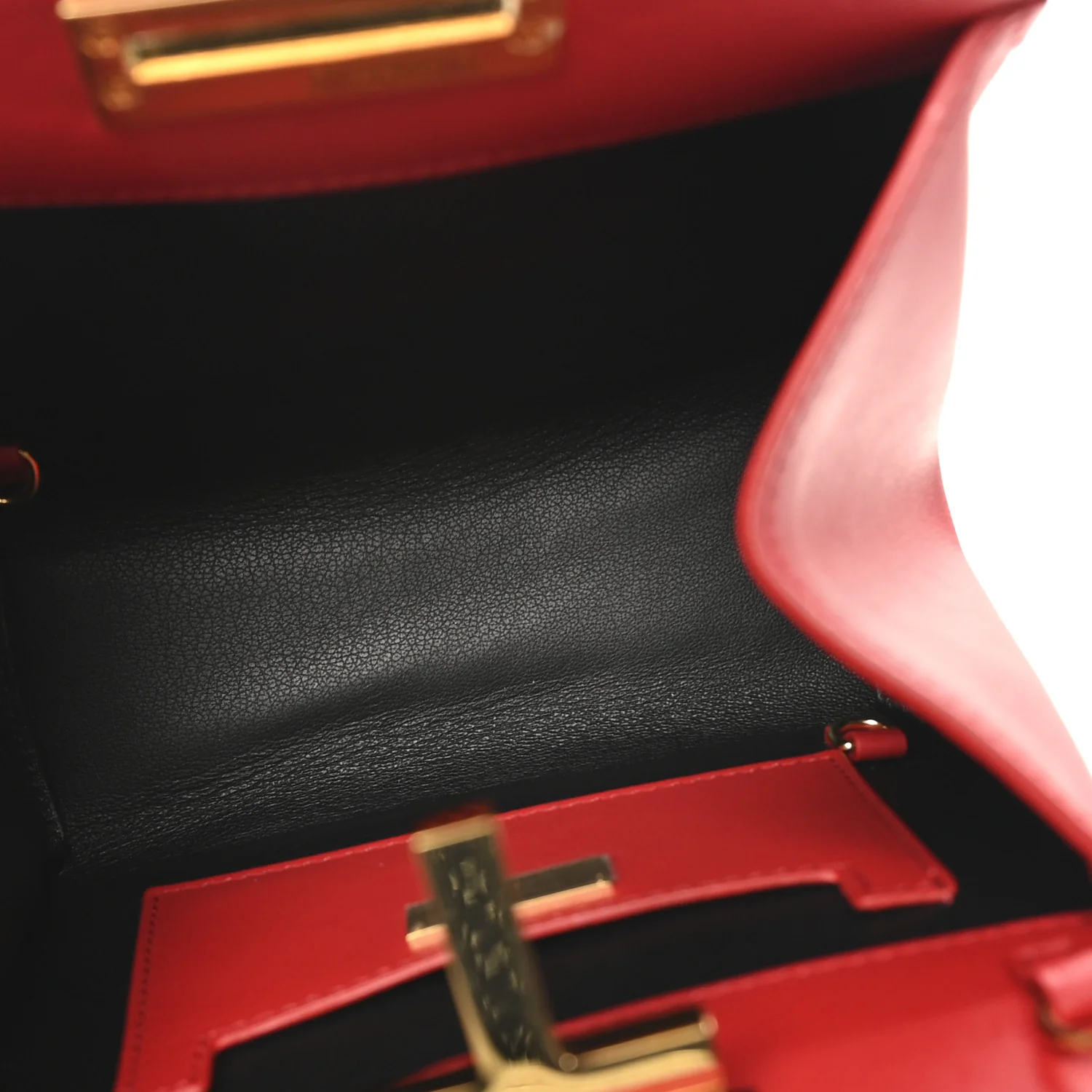 Calfskin Cosmo T Lock Chain Bag Red - Image 5