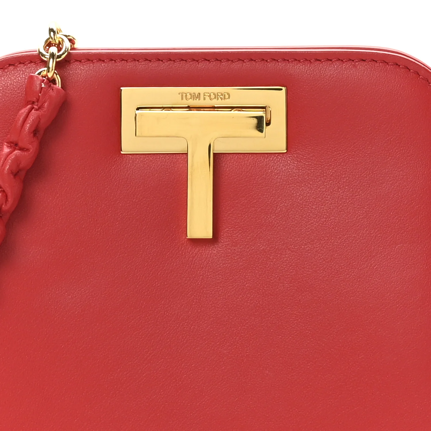 Calfskin Cosmo T Lock Chain Bag Red - Image 7