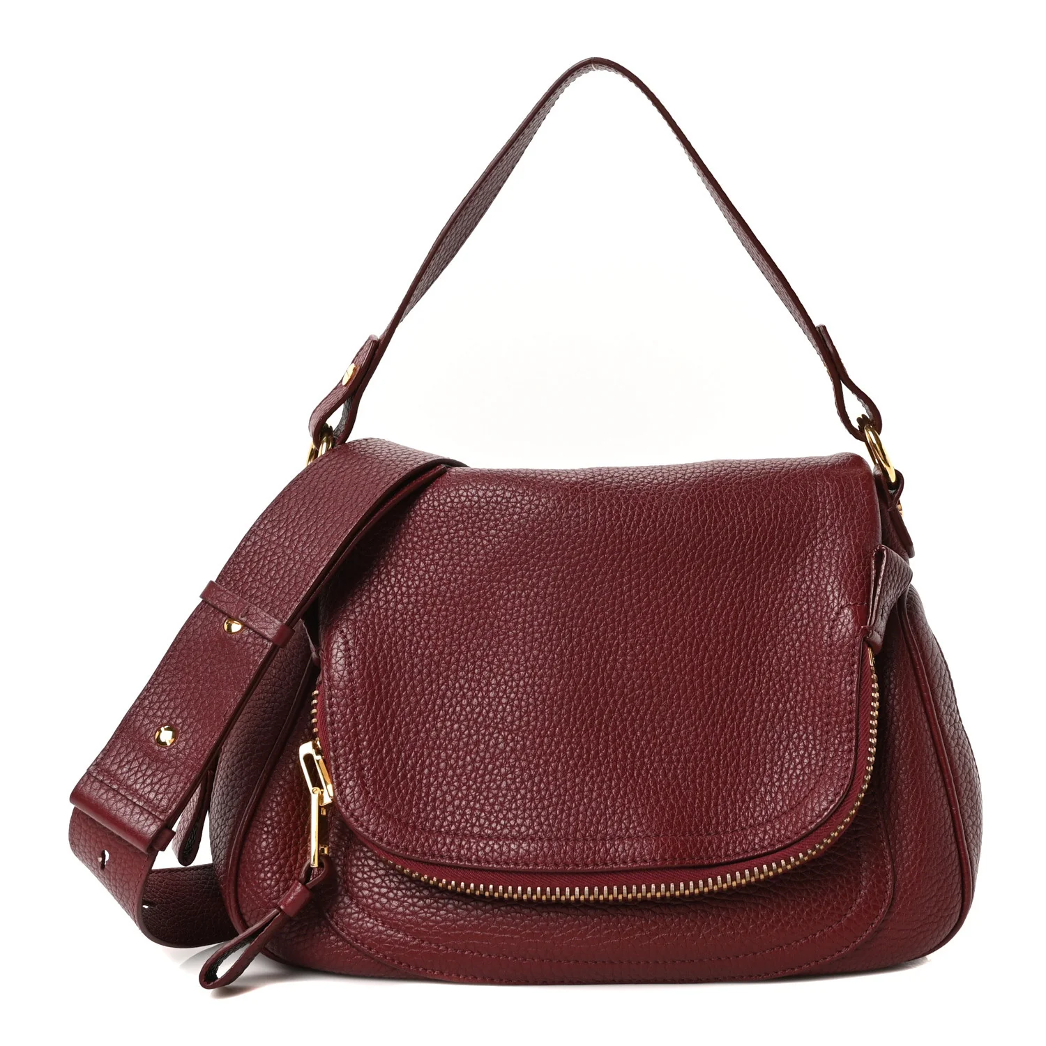 Grained Calfskin Medium Jennifer Crossbody Cabernet