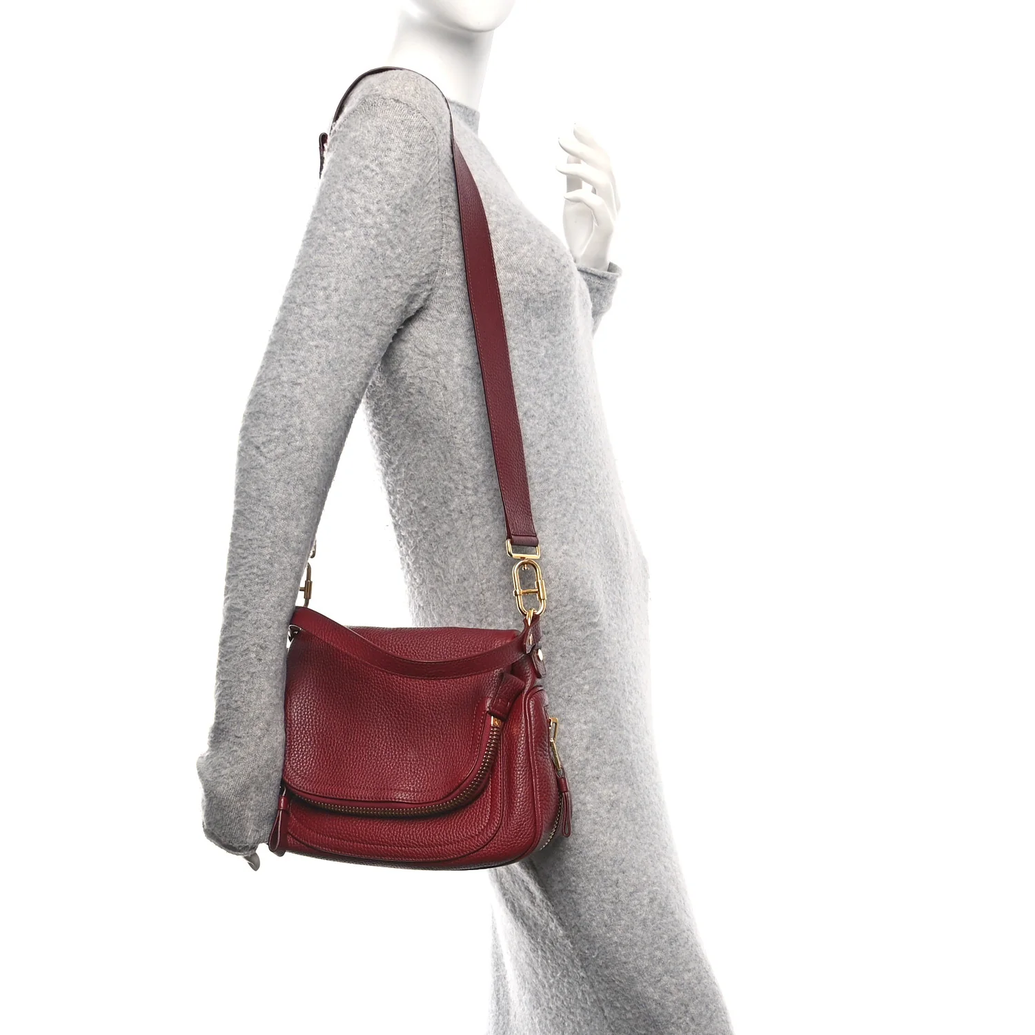 Grained Calfskin Medium Jennifer Crossbody Cabernet - Image 2