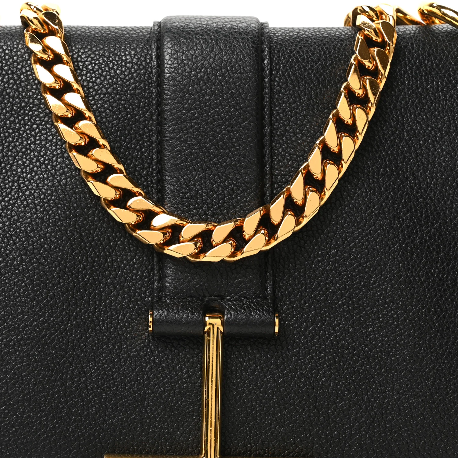 Grained Calfskin Tara Chain Shoulder Bag Black - Image 7