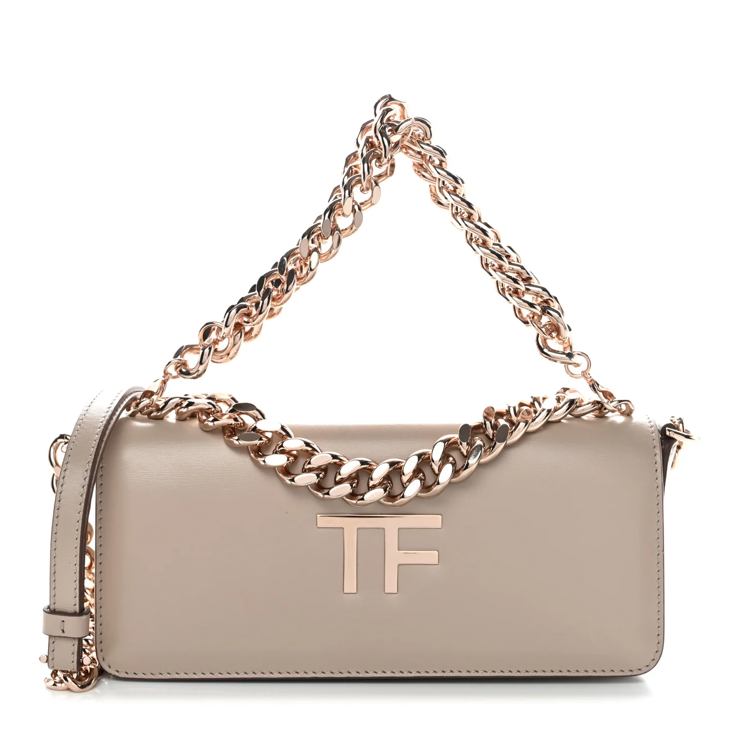 Palmellato Calfskin TF Triple Chain Shoulder Bag Beige