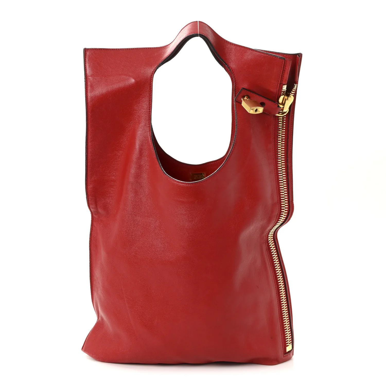 Ramskin Large Alix Padlock Zip Shoulder Bag Flame Red