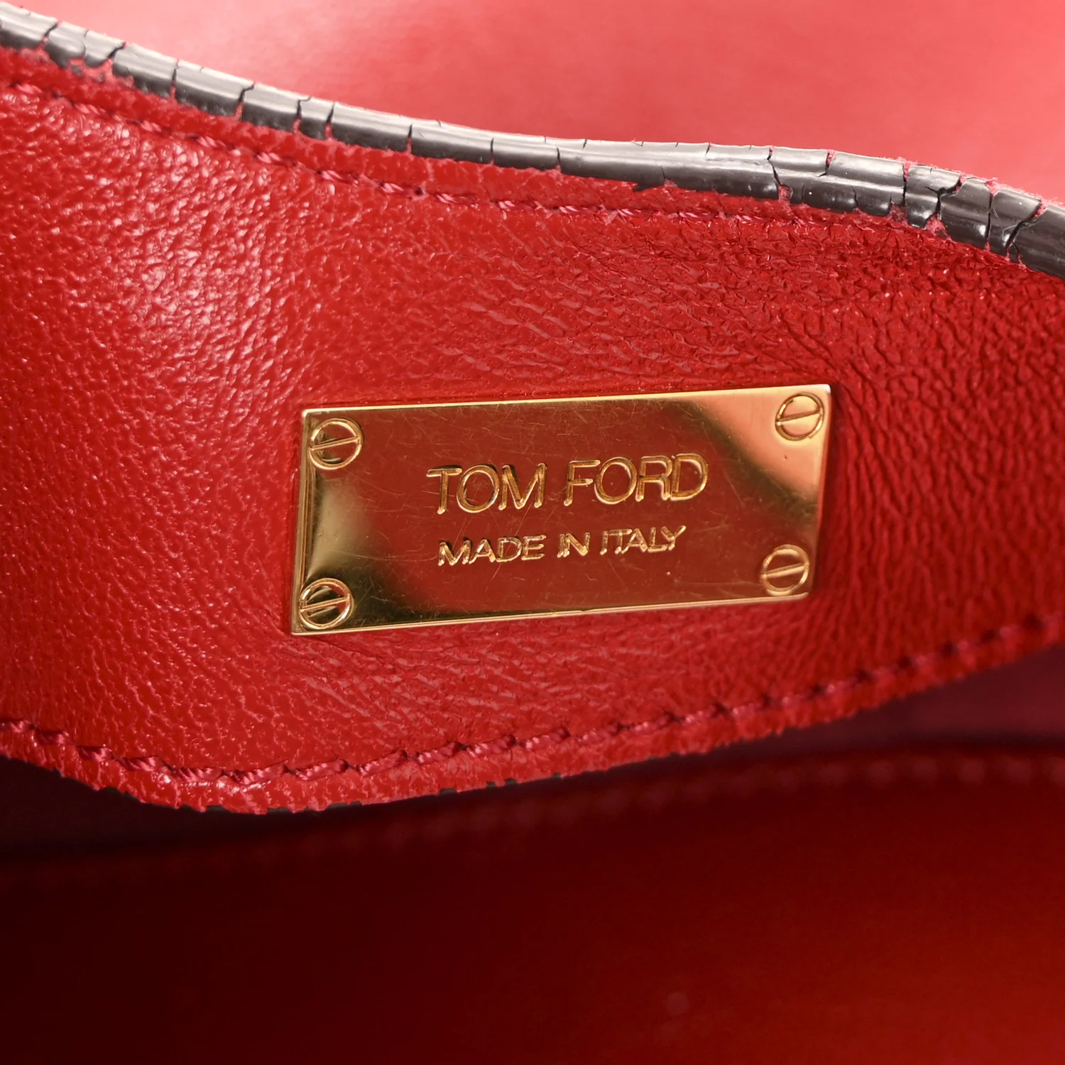 Ramskin Large Alix Padlock Zip Shoulder Bag Flame Red - Image 7