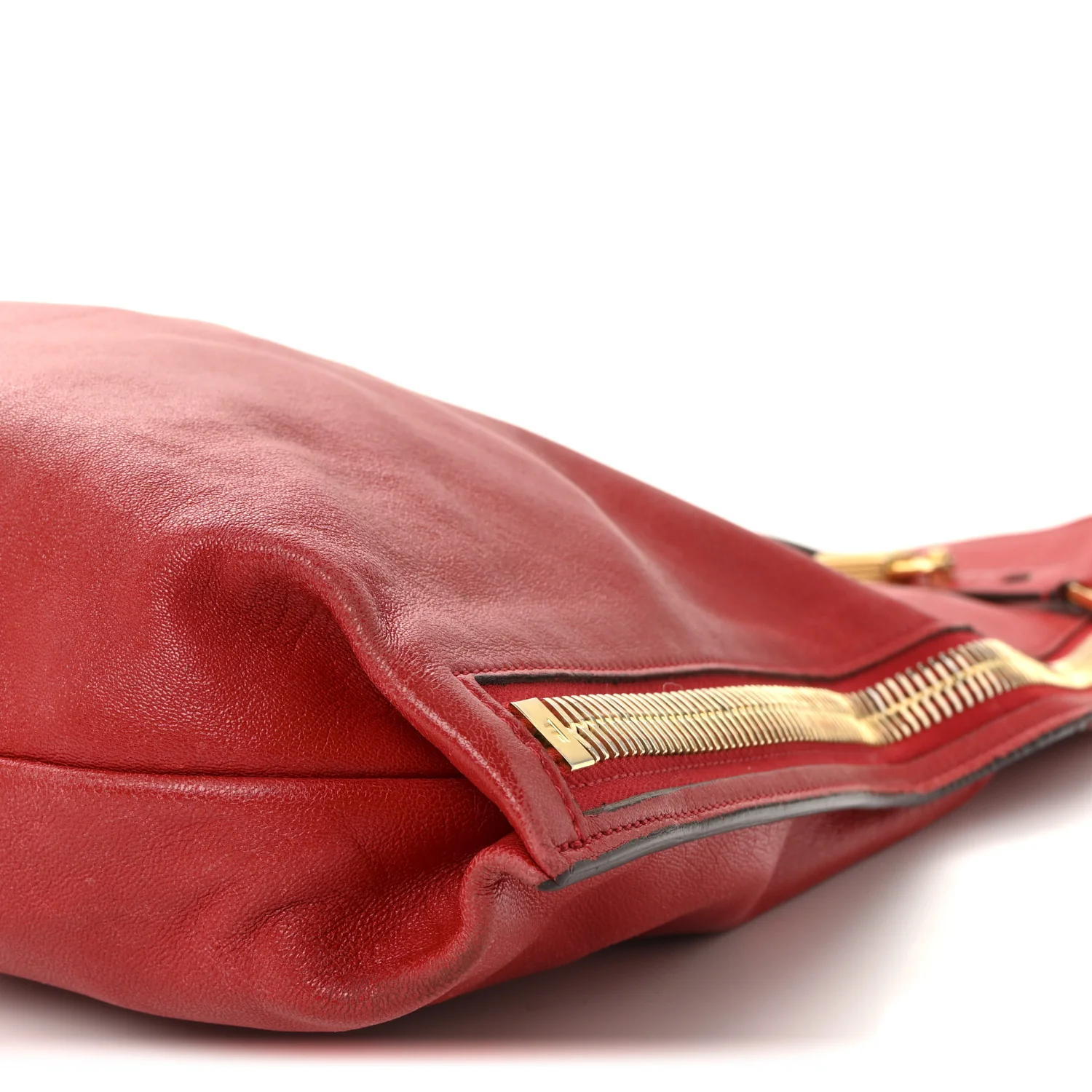 Ramskin Large Alix Padlock Zip Shoulder Bag Flame Red - Image 9