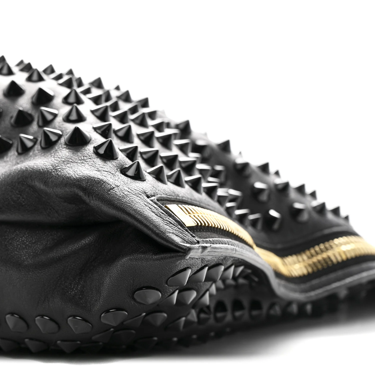 Ramskin Studded Large Alix Padlock Zip Shoulder Bag Black - Image 10