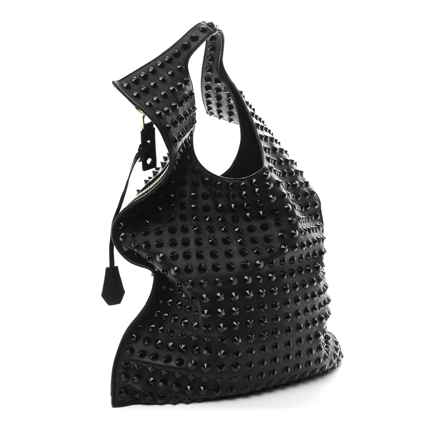 Ramskin Studded Large Alix Padlock Zip Shoulder Bag Black - Image 4