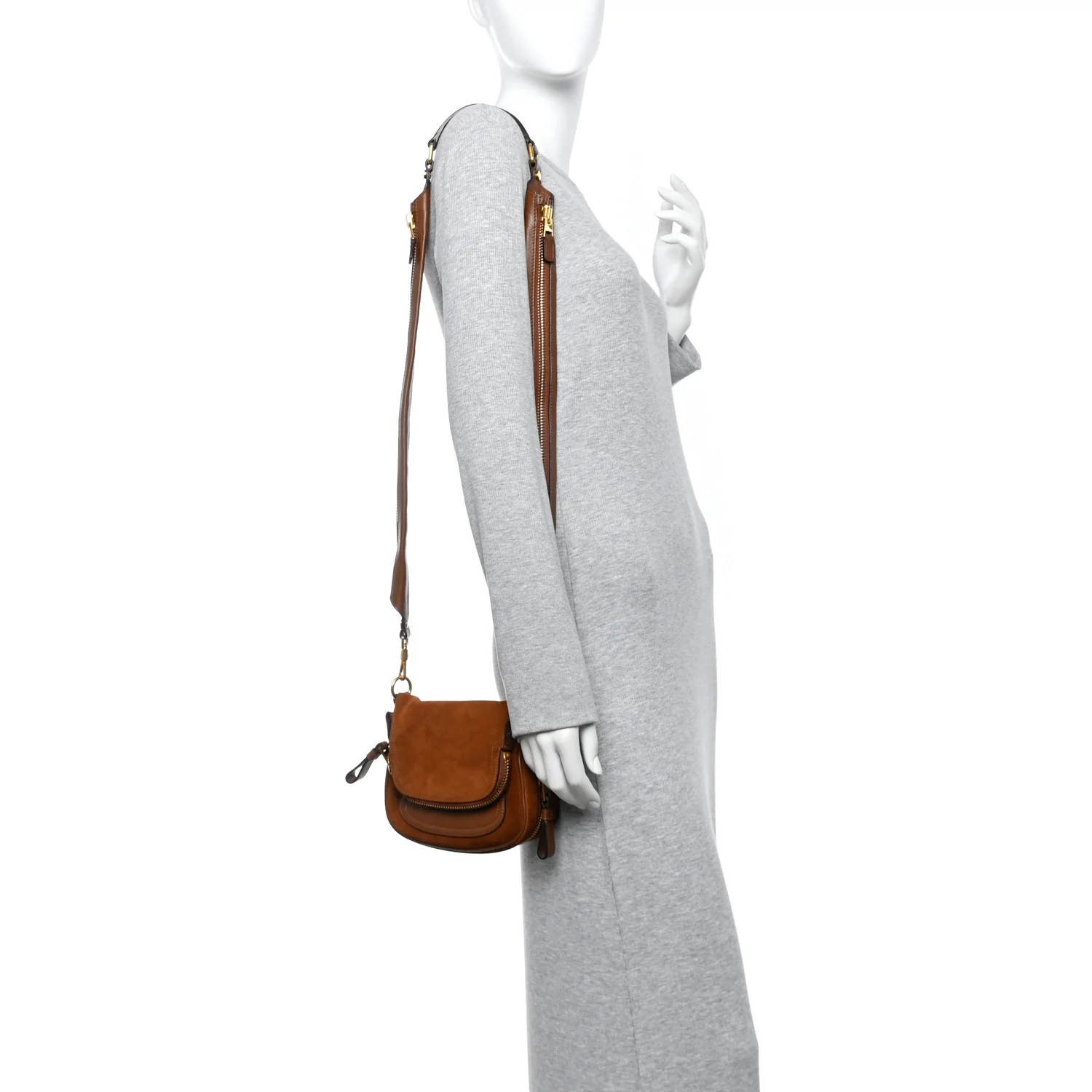 Suede Calfskin Mini Jennifer Crossbody Caramel - Image 2