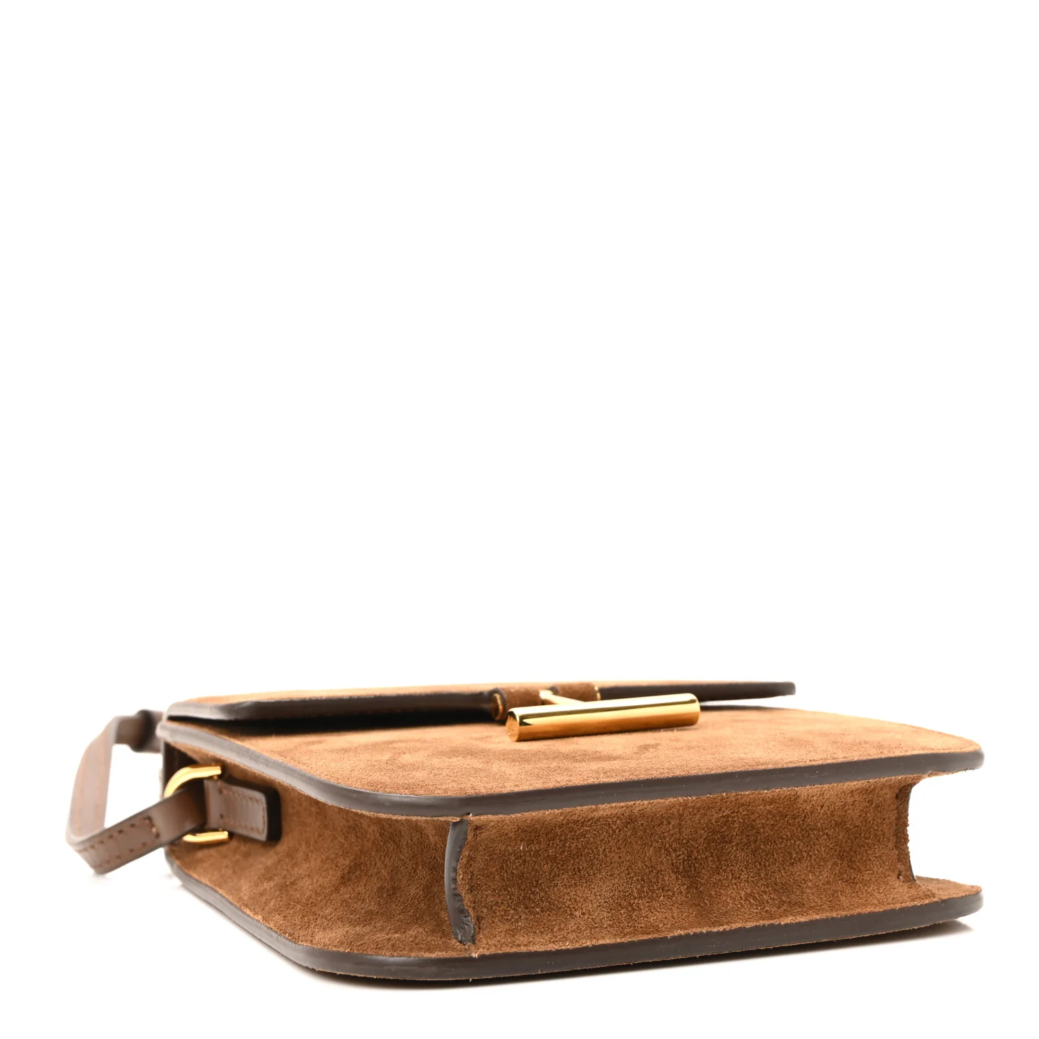 Suede Mini T Clasp Tara Crossbody Bag Tobacco - Image 4