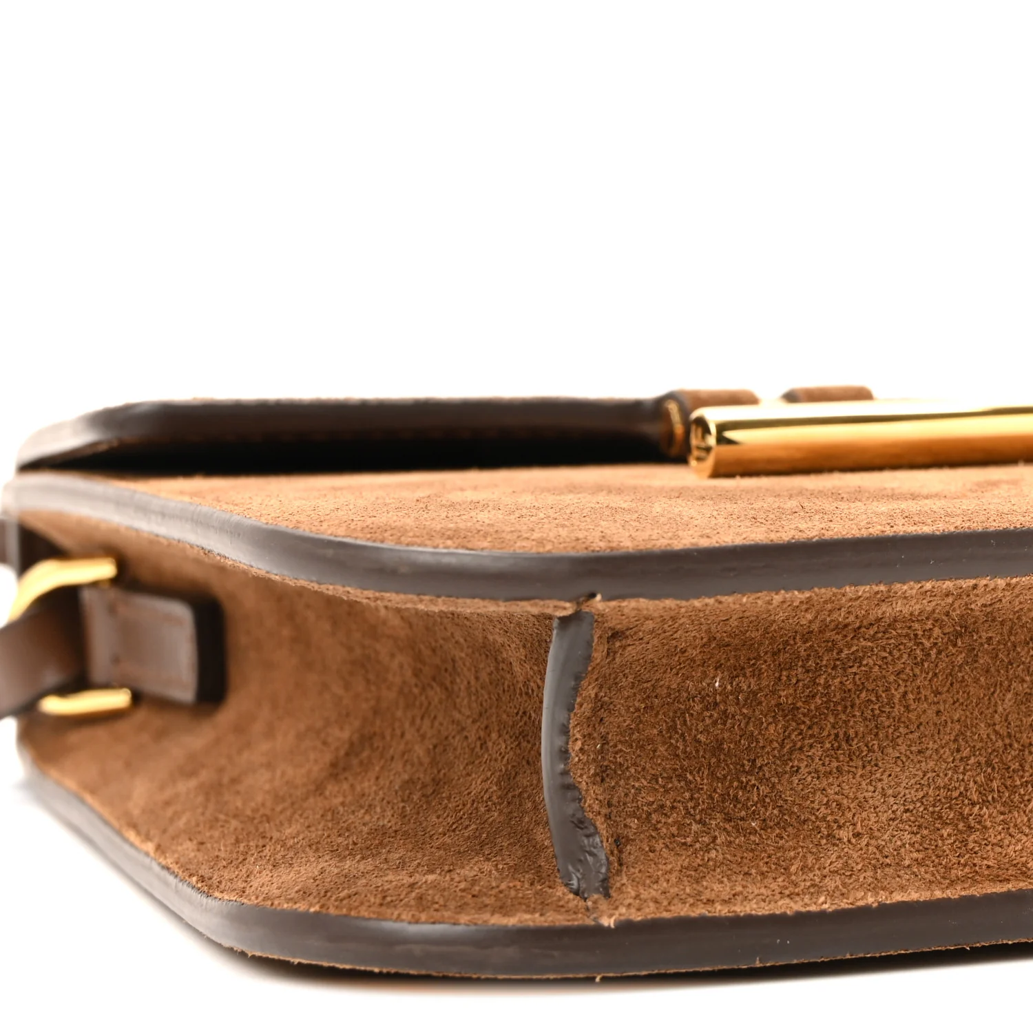 Suede Mini T Clasp Tara Crossbody Bag Tobacco - Image 8