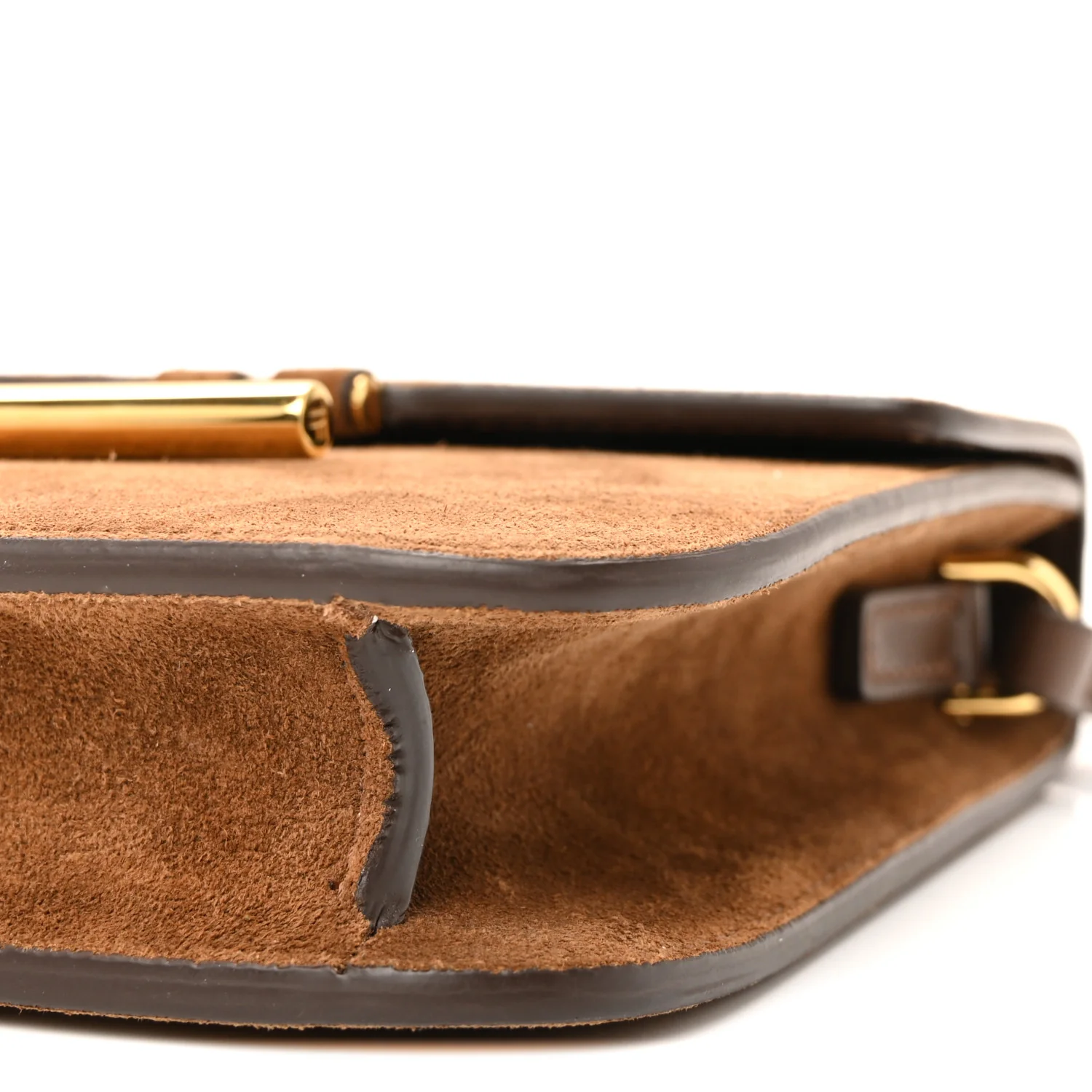 Suede Mini T Clasp Tara Crossbody Bag Tobacco - Image 9