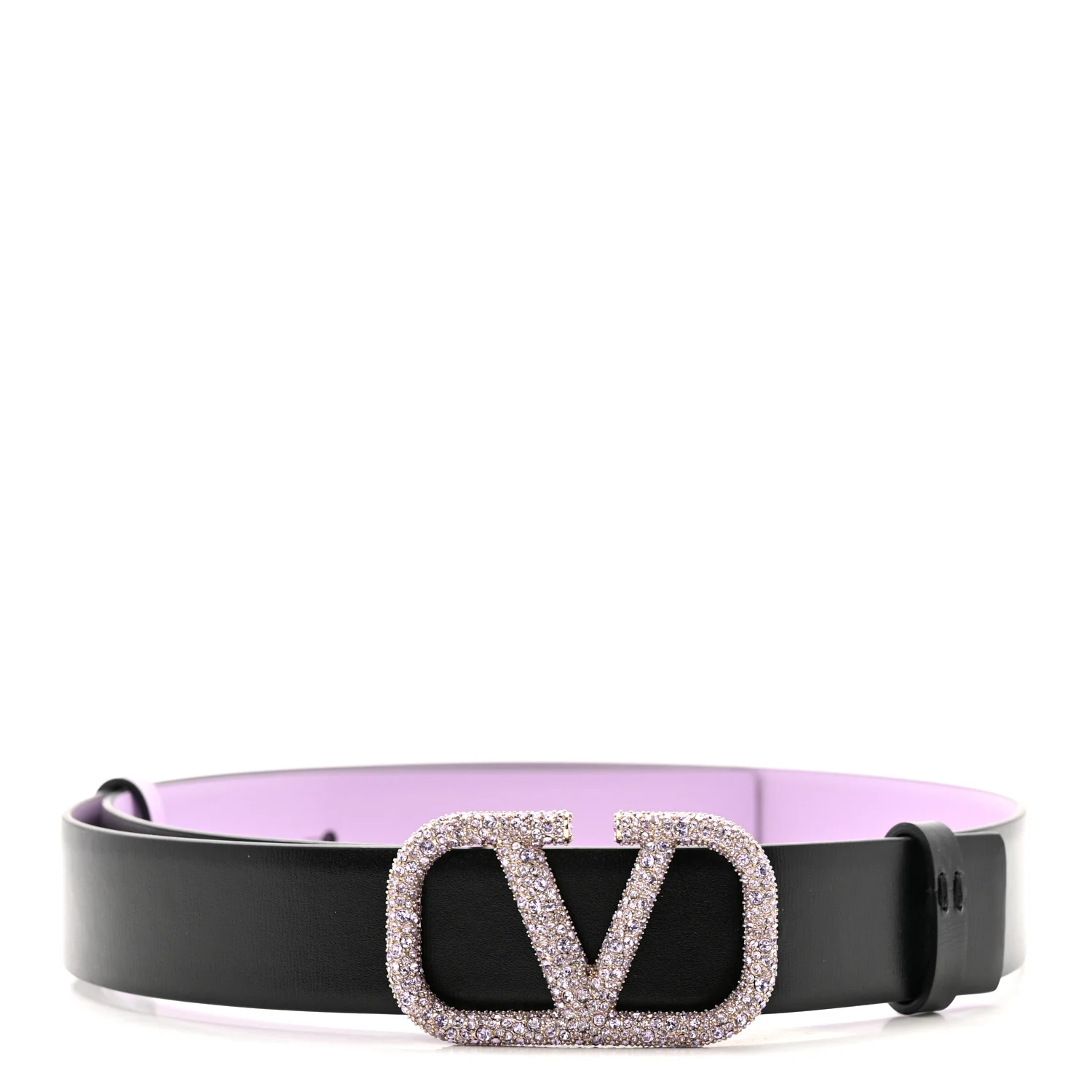 Calfskin Crystal VLogo 30mm Reversible Belt 80 32 Purple Black - Image 2