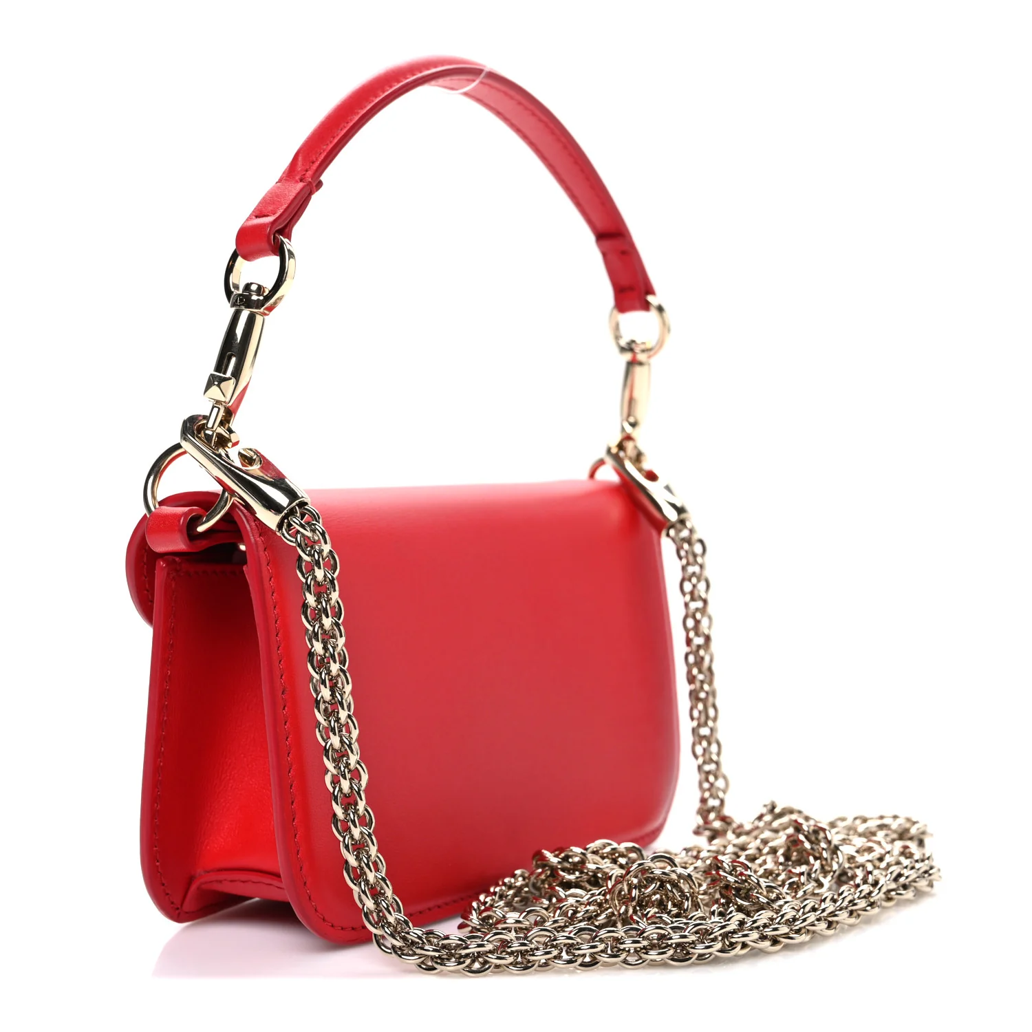 Calfskin Enamel Vlogo Small Loco Shoulder Bag Rouge Pur - Image 3