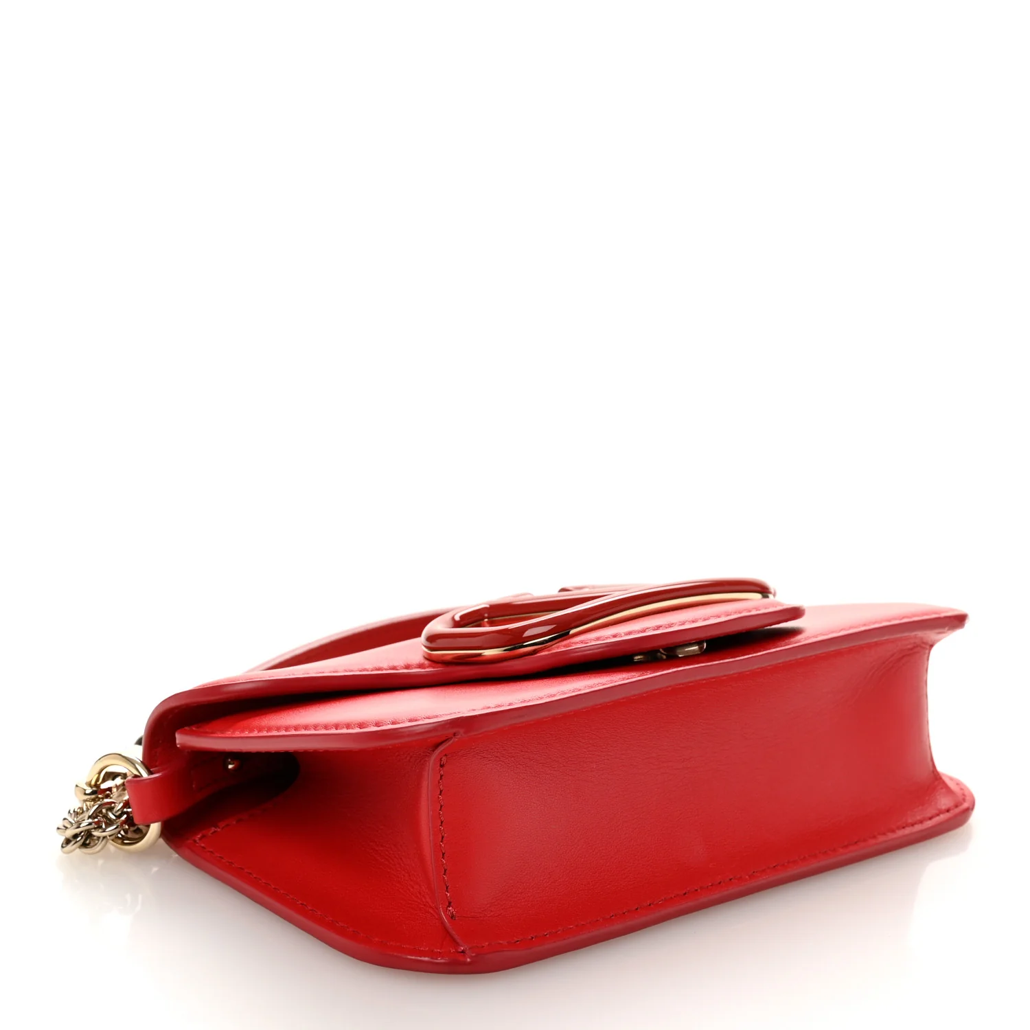 Calfskin Enamel Vlogo Small Loco Shoulder Bag Rouge Pur - Image 4
