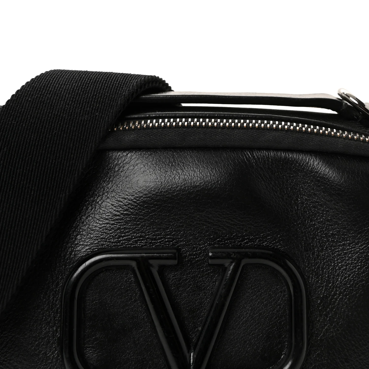 Calfskin Lacquered Vlogo Crossbody Bag Black - Image 7