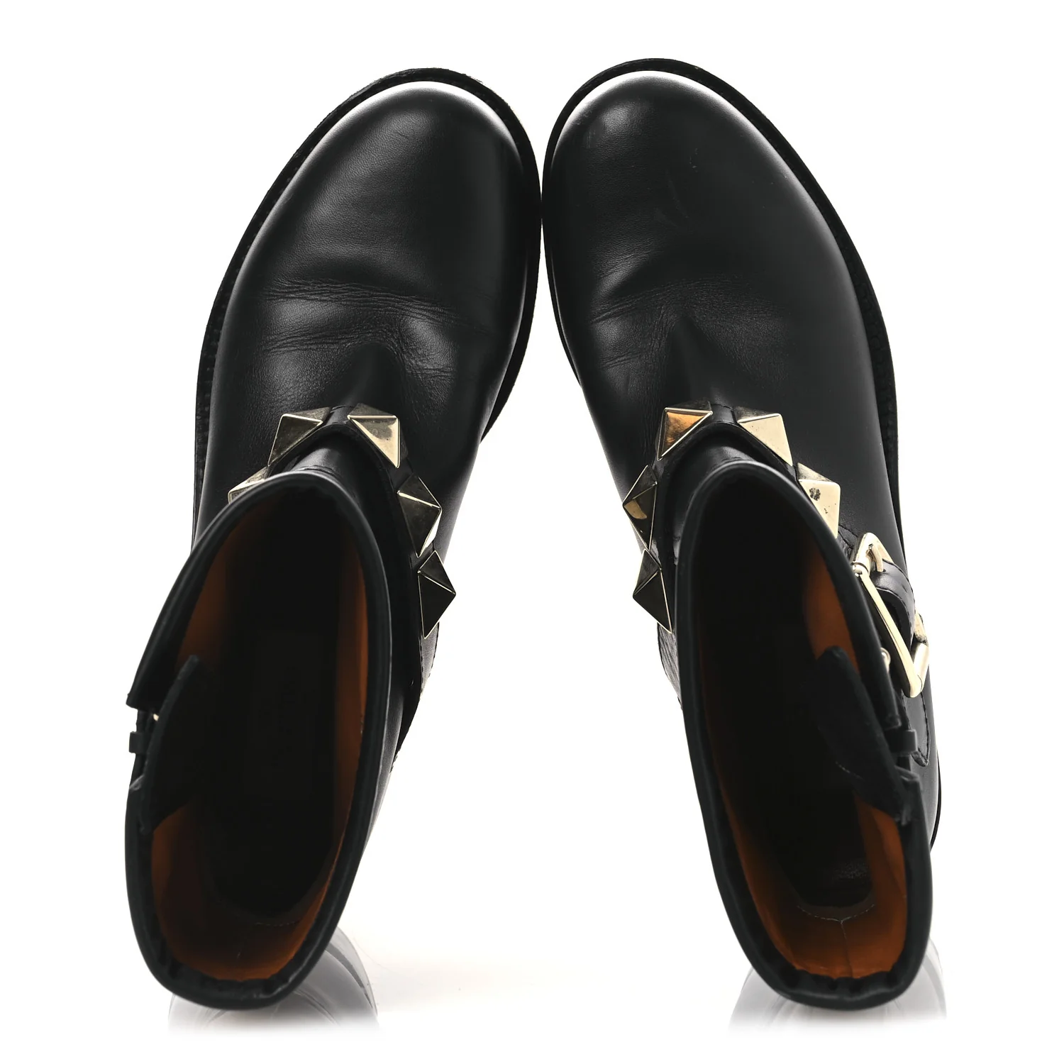 Calfskin Lock Studded 30mm Biker Boots 38 Black - Image 2