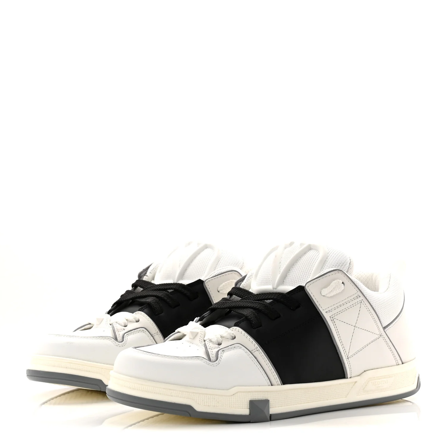 Calfskin Mens Open Skate Sneakers 44 White Black - Image 4