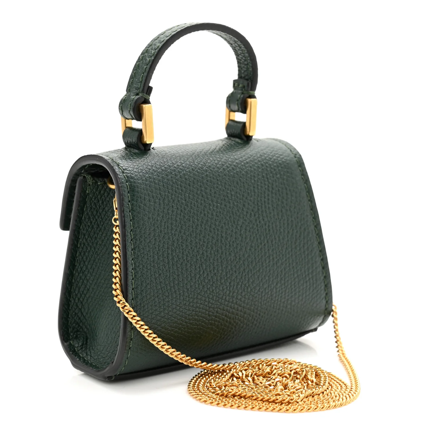 Calfskin Micro VSling Top Handle Shoulder Bag  Green - Image 3