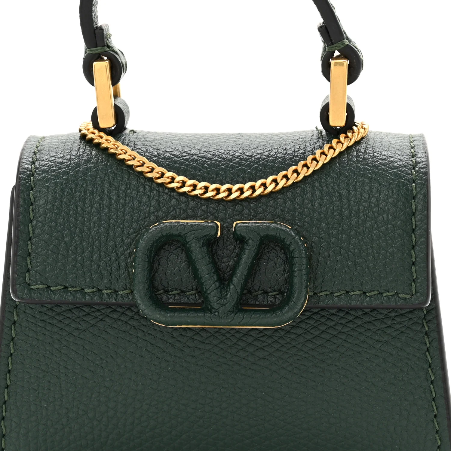 Calfskin Micro VSling Top Handle Shoulder Bag  Green - Image 7