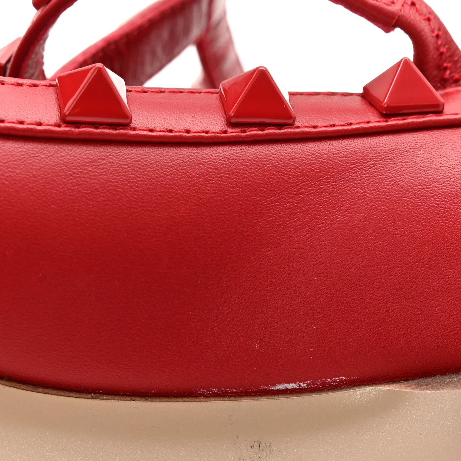 Calfskin Monochrome Rockstud Cage Ballerina Flats 38 Rosso Valentino - Image 10