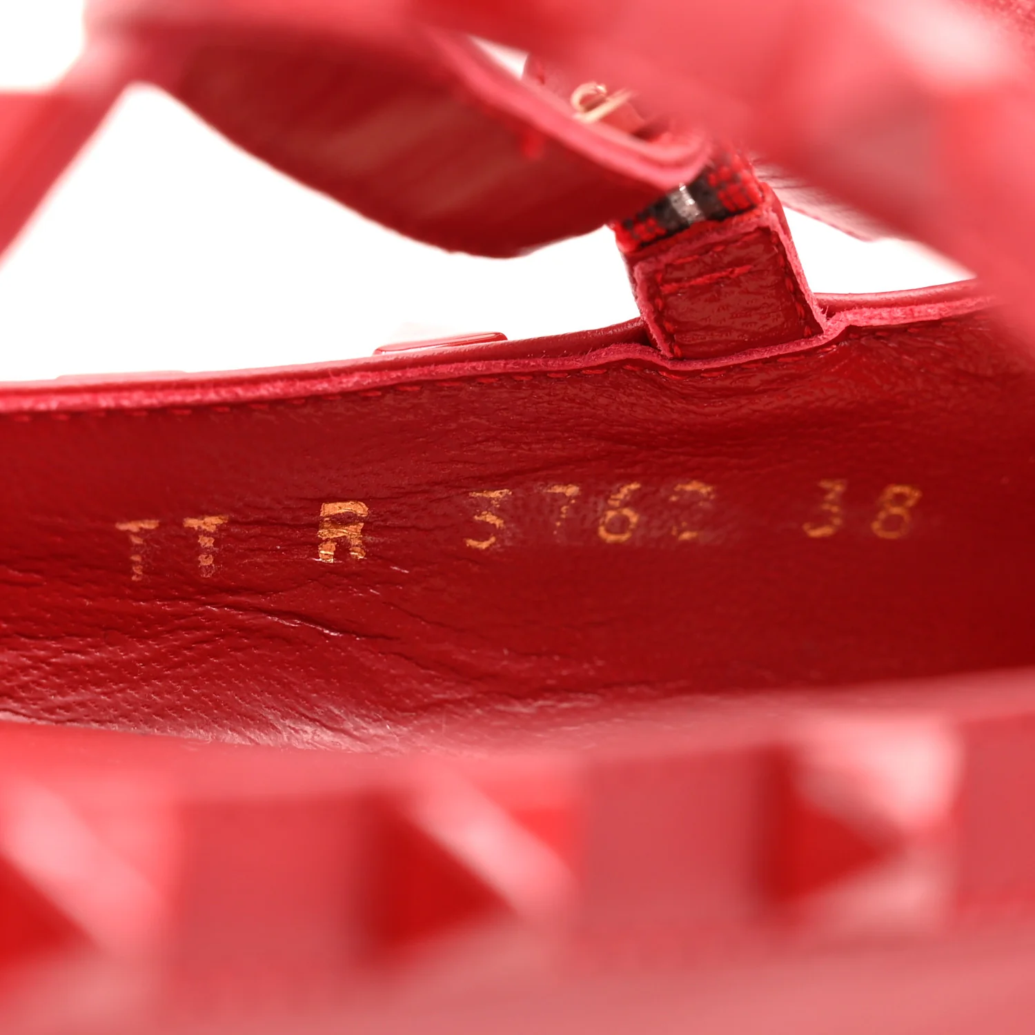 Calfskin Monochrome Rockstud Cage Ballerina Flats 38 Rosso Valentino - Image 9