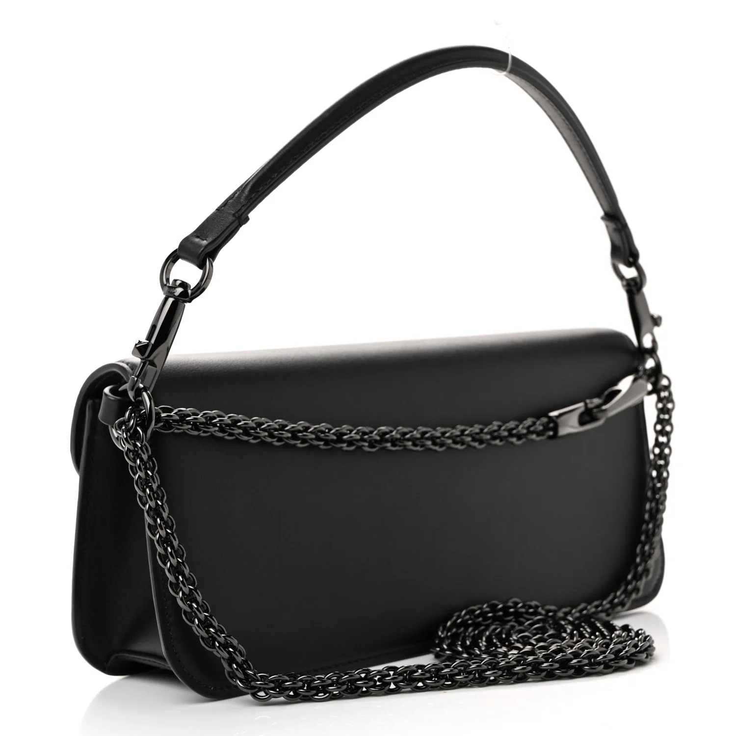 Calfskin Monochrome Vlogo Loco Shoulder Bag Black - Image 3