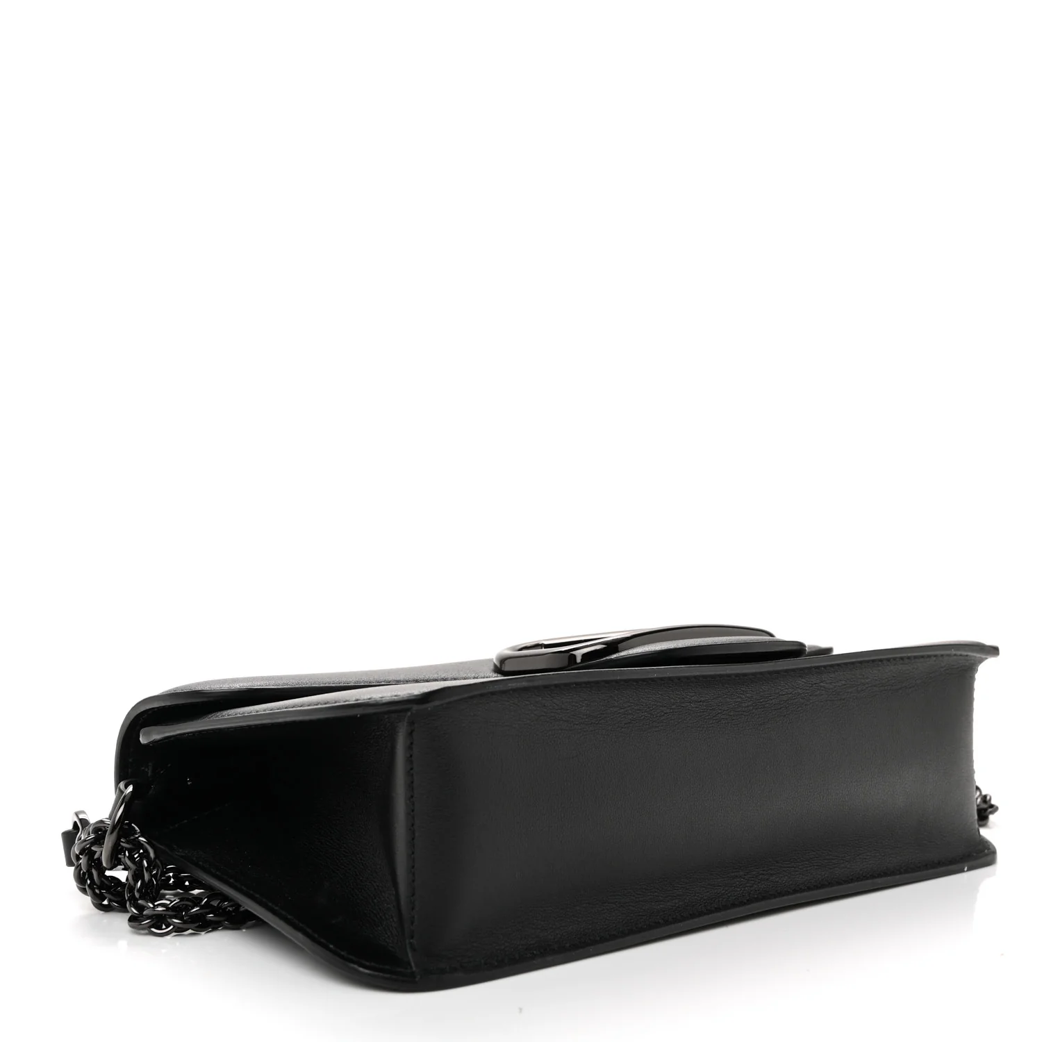 Calfskin Monochrome Vlogo Loco Shoulder Bag Black - Image 4