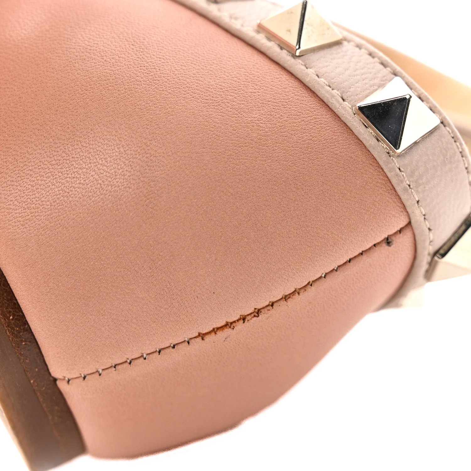 Calfskin Nappa Rockstud Cage Ballerina Flats 38 Grey Pink Poudre - Image 12