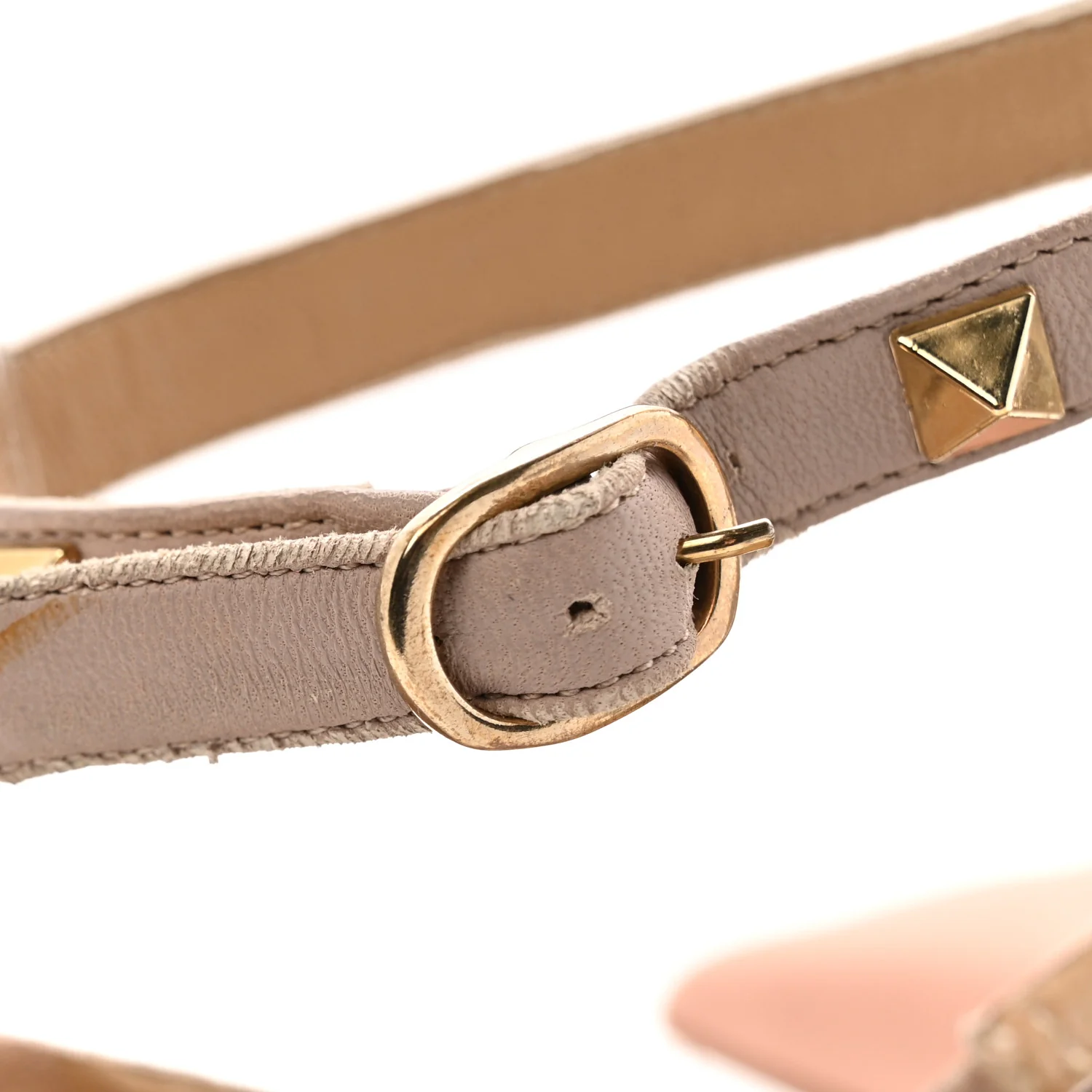 Calfskin Nappa Rockstud Cage Ballerina Flats 38 Grey Pink Poudre - Image 13