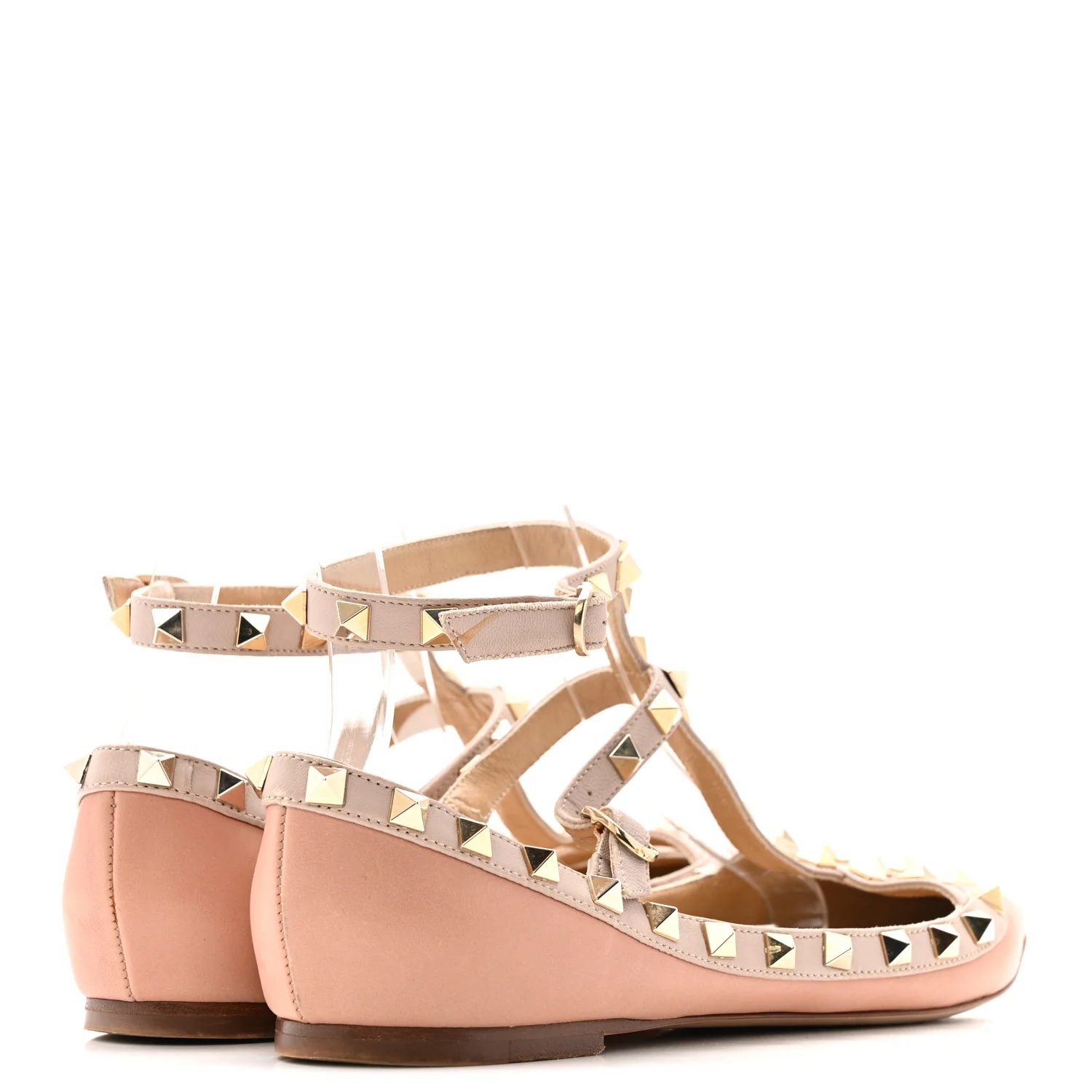 Calfskin Nappa Rockstud Cage Ballerina Flats 38 Grey Pink Poudre - Image 5