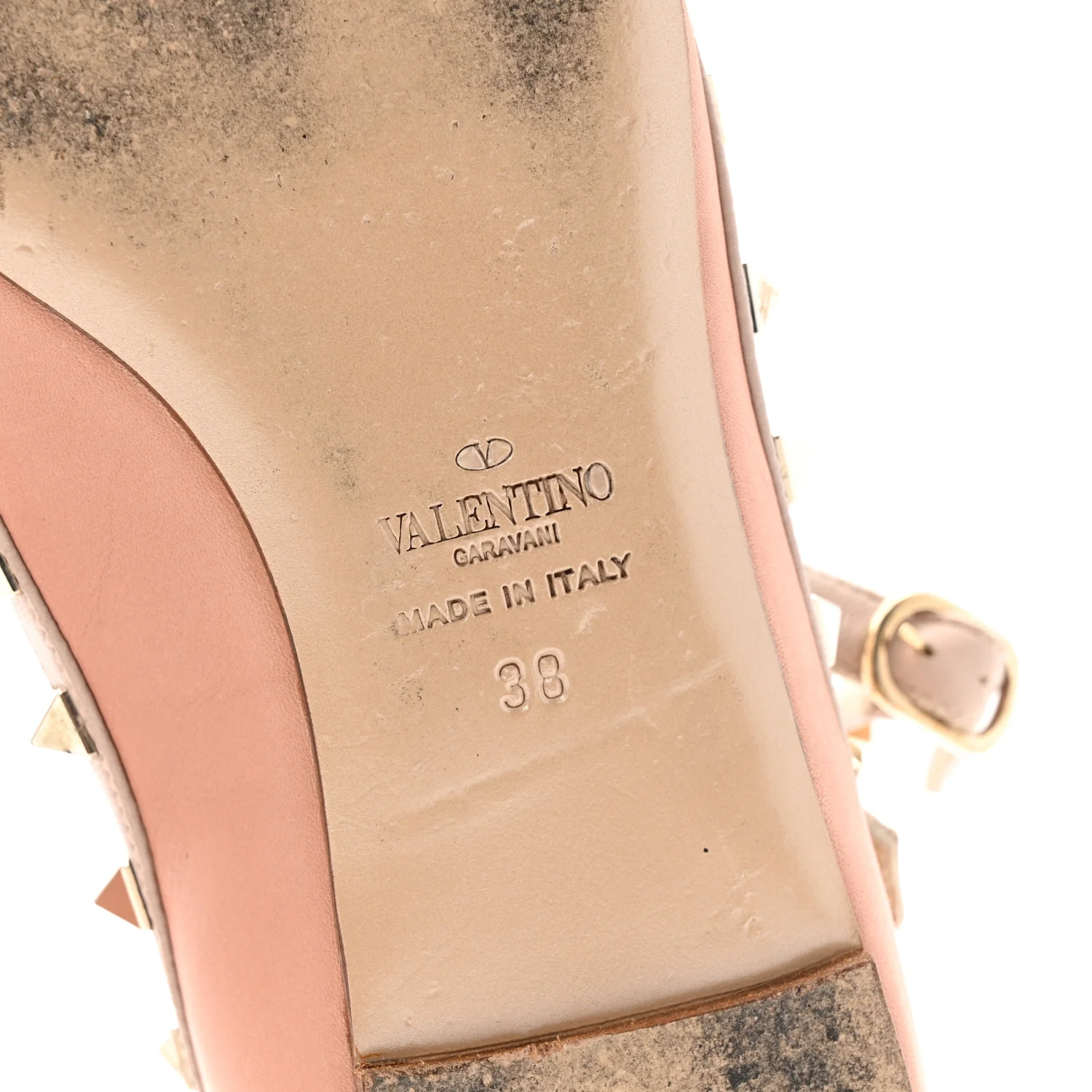 Calfskin Nappa Rockstud Cage Ballerina Flats 38 Grey Pink Poudre - Image 8