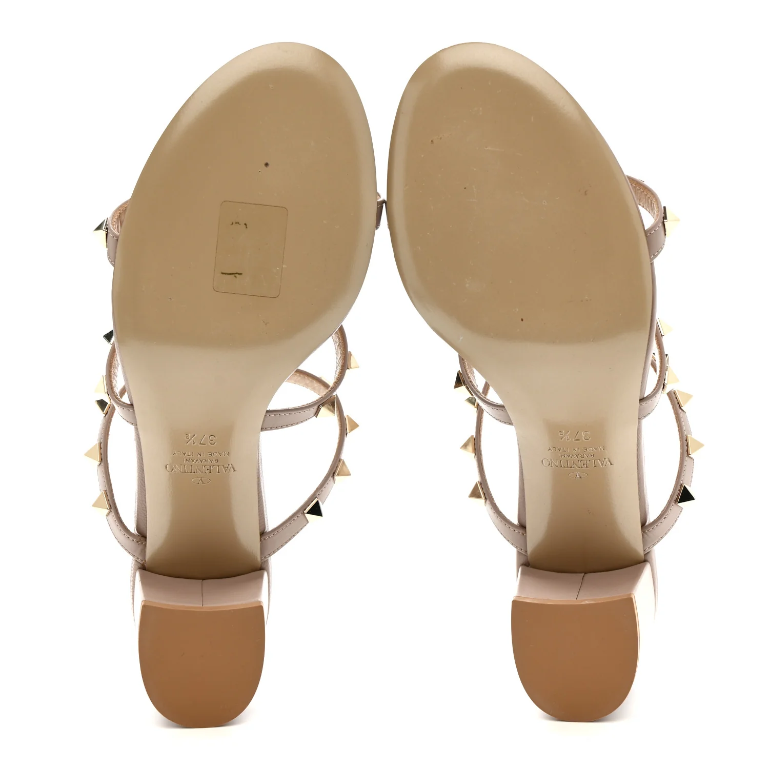 Calfskin Rockstud 60mm Caged Slide Sandals 37.5 Poudre - Image 7