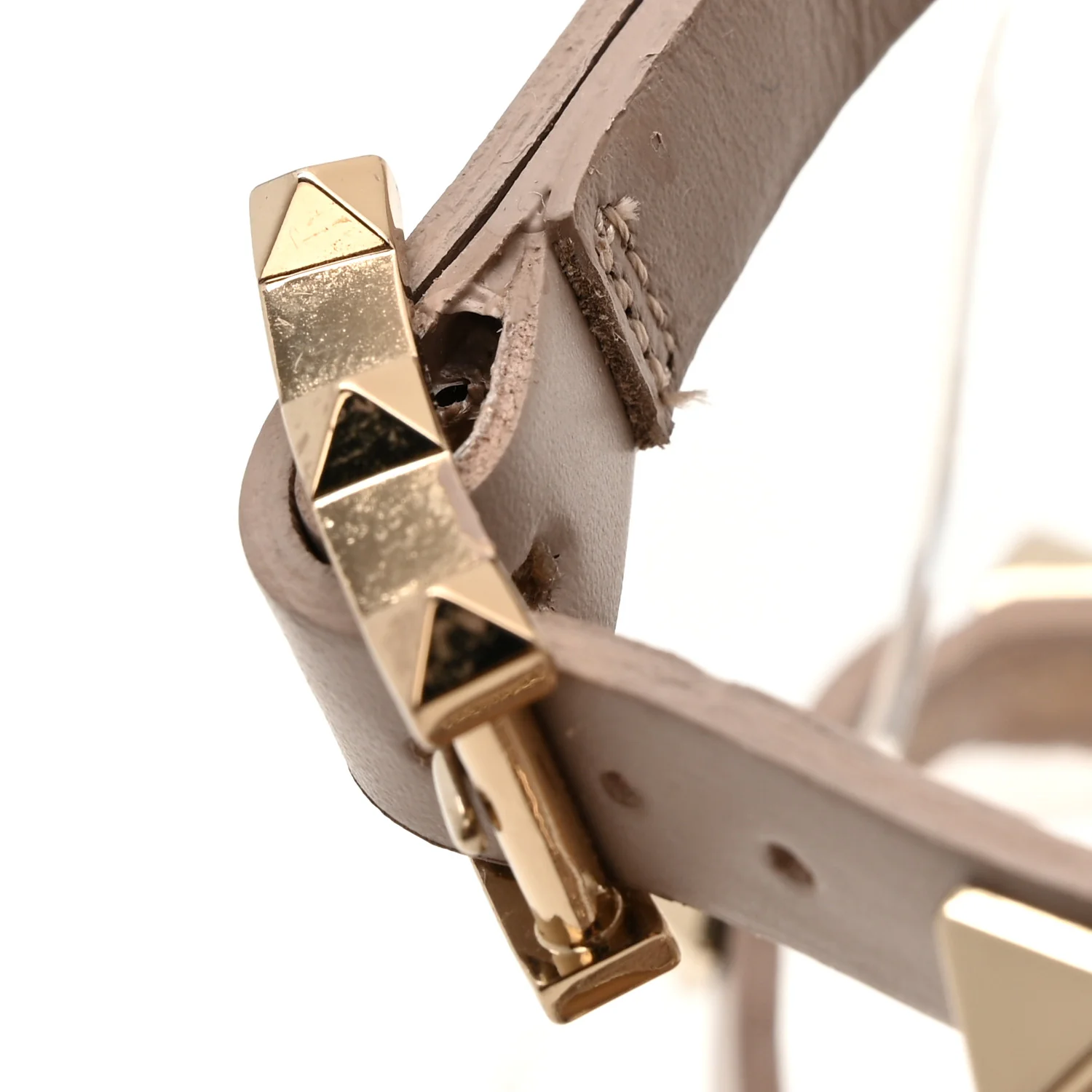 Calfskin Rockstud 60mm City Sandals 36.5 Poudre - Image 10