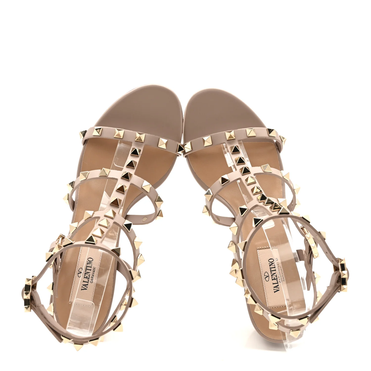 Calfskin Rockstud 60mm City Sandals 36.5 Poudre - Image 2