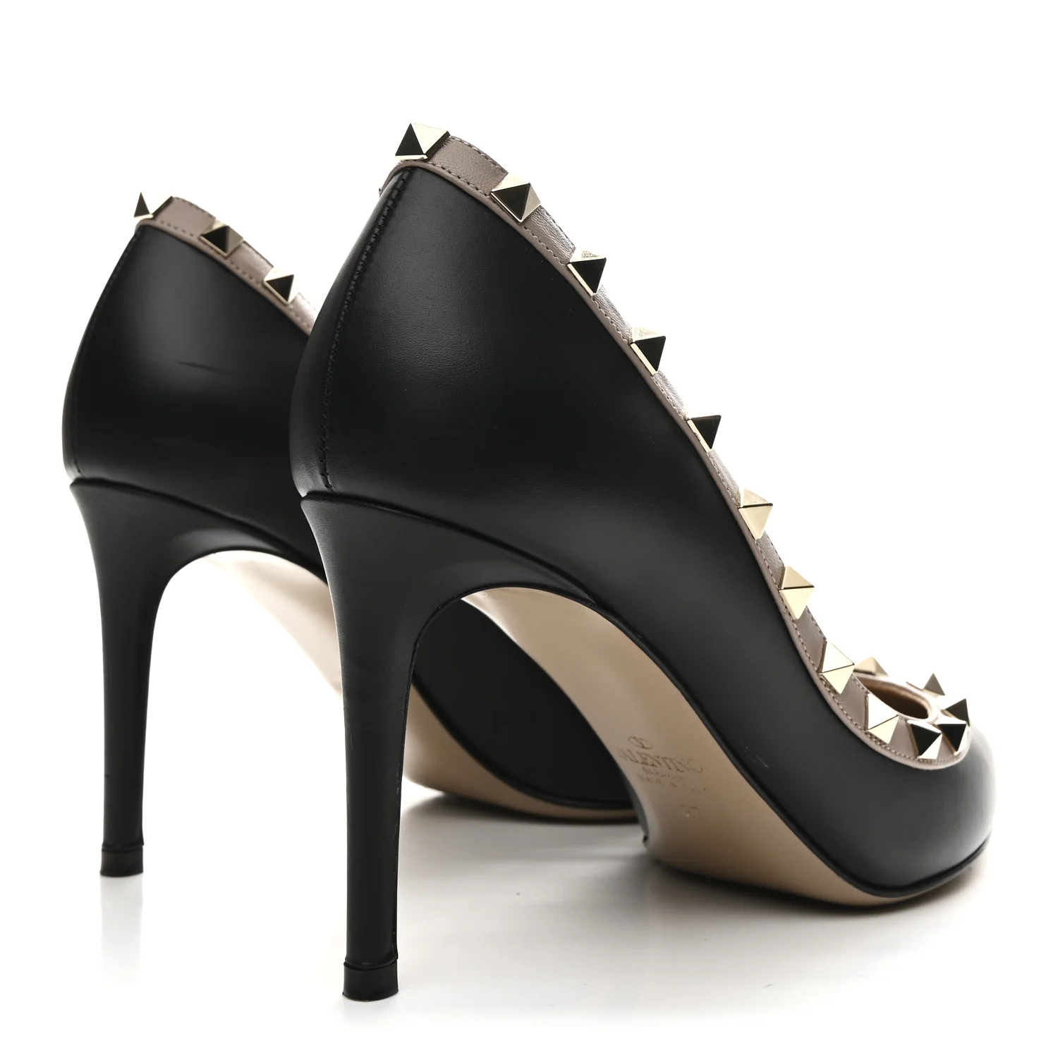 Calfskin Rockstud 85mm Pumps 37 Black Poudre - Image 5