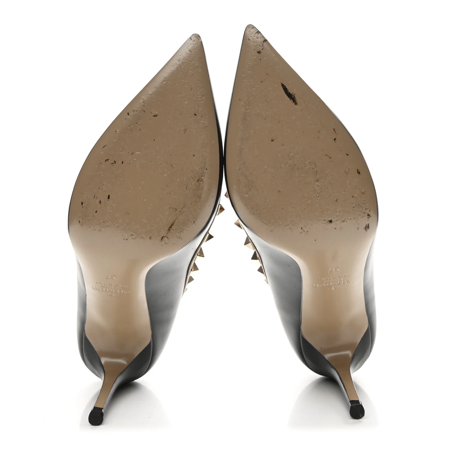 Calfskin Rockstud 85mm Pumps 37 Black Poudre - Image 6