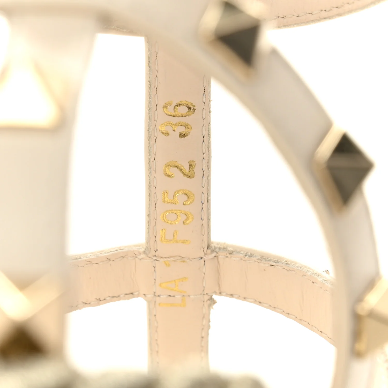Calfskin Rockstud Ankle Strap Torchon Espadrille Caged 25/95mm Wedge Sandals 36 Light Ivory - Image 9