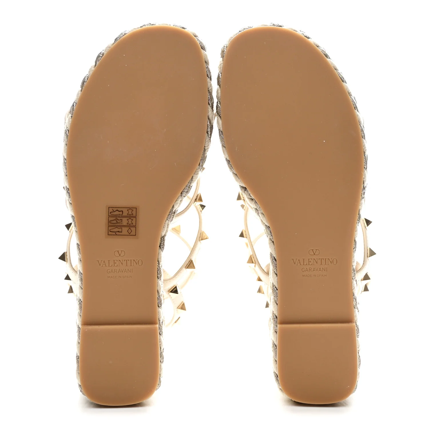 Calfskin Rockstud Ankle Strap Torchon Espadrille Caged 25/95mm Wedge Sandals 37 White - Image 12