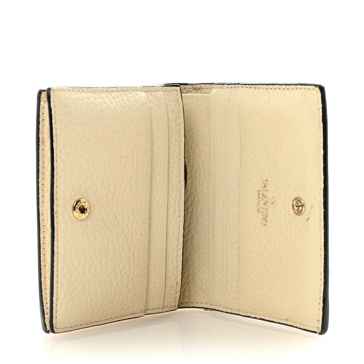 Calfskin Rockstud Bi-Fold Card Holder Ivory - Image 5