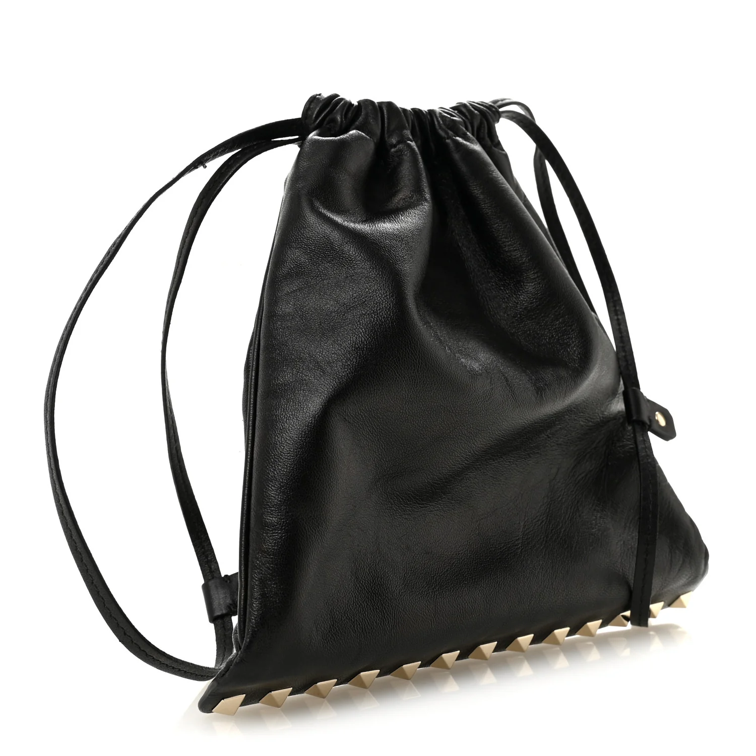 Calfskin Rockstud Drawstring Pouch Black - Image 3