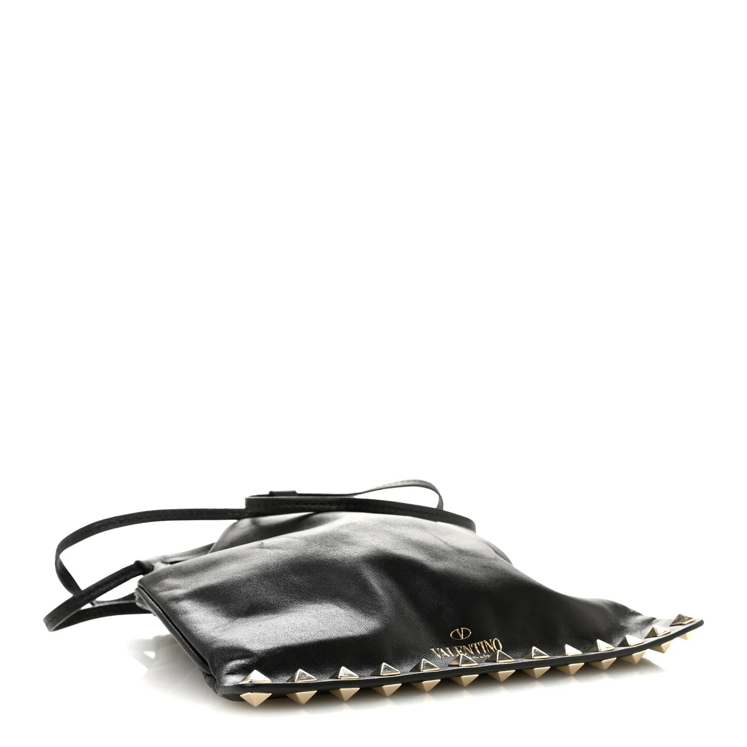 Calfskin Rockstud Drawstring Pouch Black - Image 4