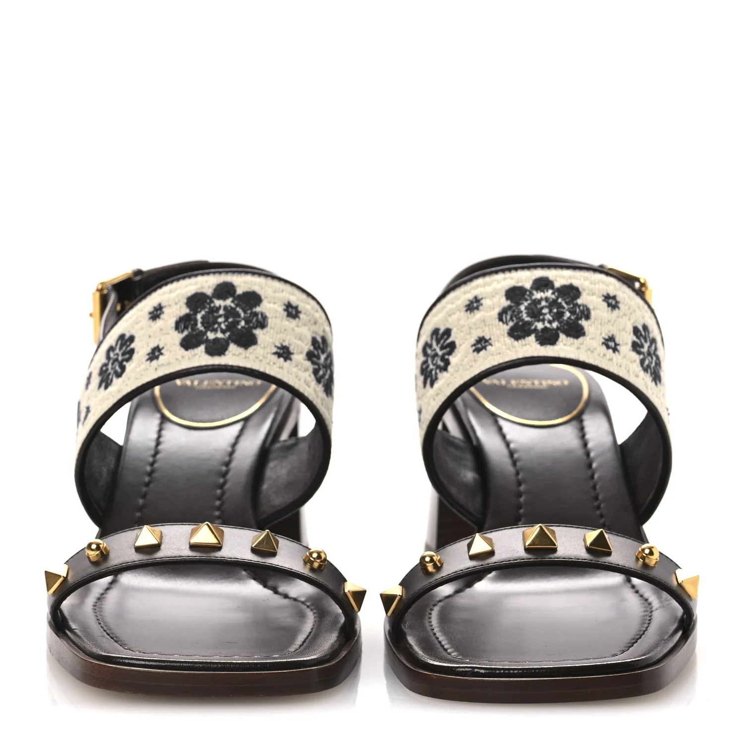 Calfskin Rockstud Grape Embroidered 60mm Plaster Caster Sandals 40 Fondant - Image 3