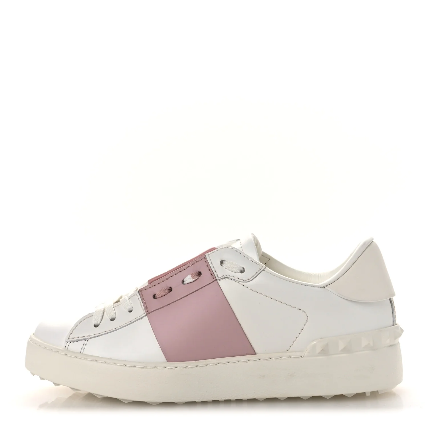 Calfskin Rockstud Open Sneakers 36 White Lipstick