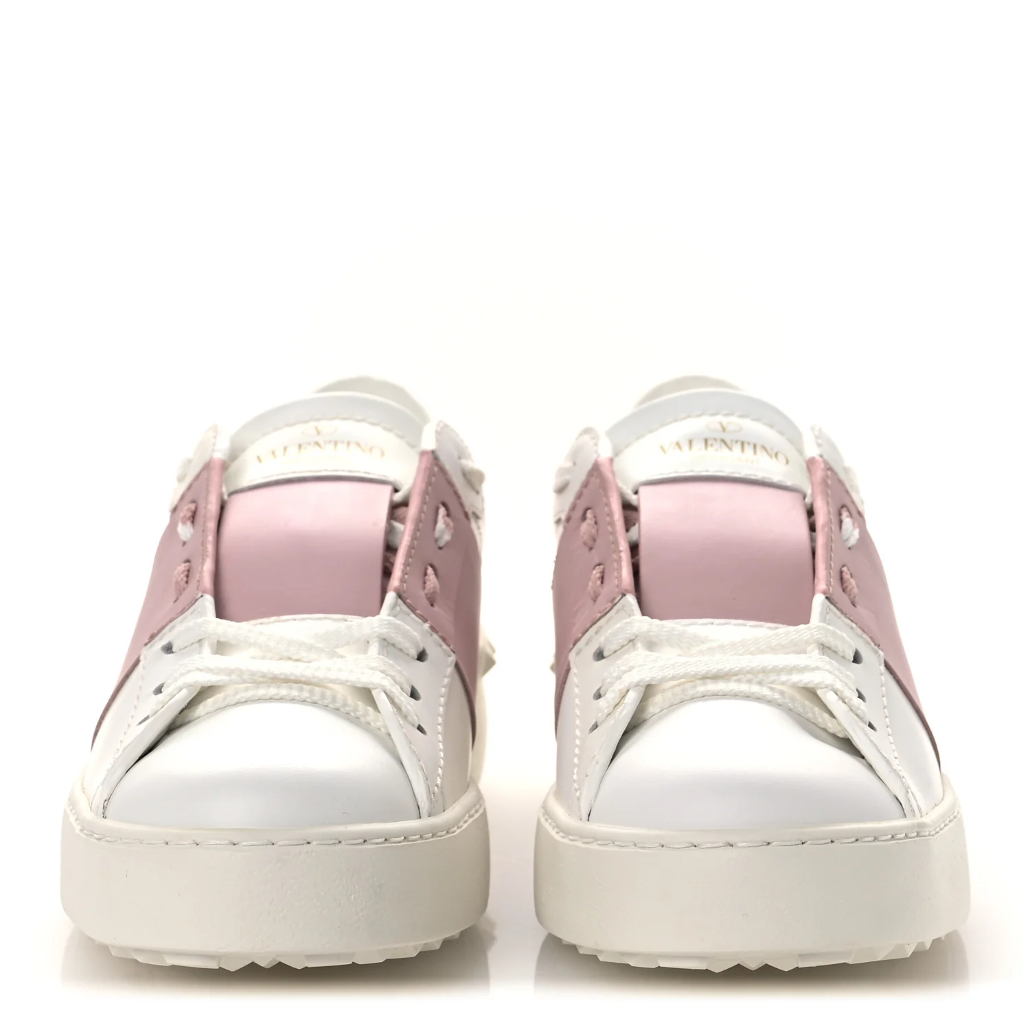 Calfskin Rockstud Open Sneakers 36 White Lipstick - Image 3