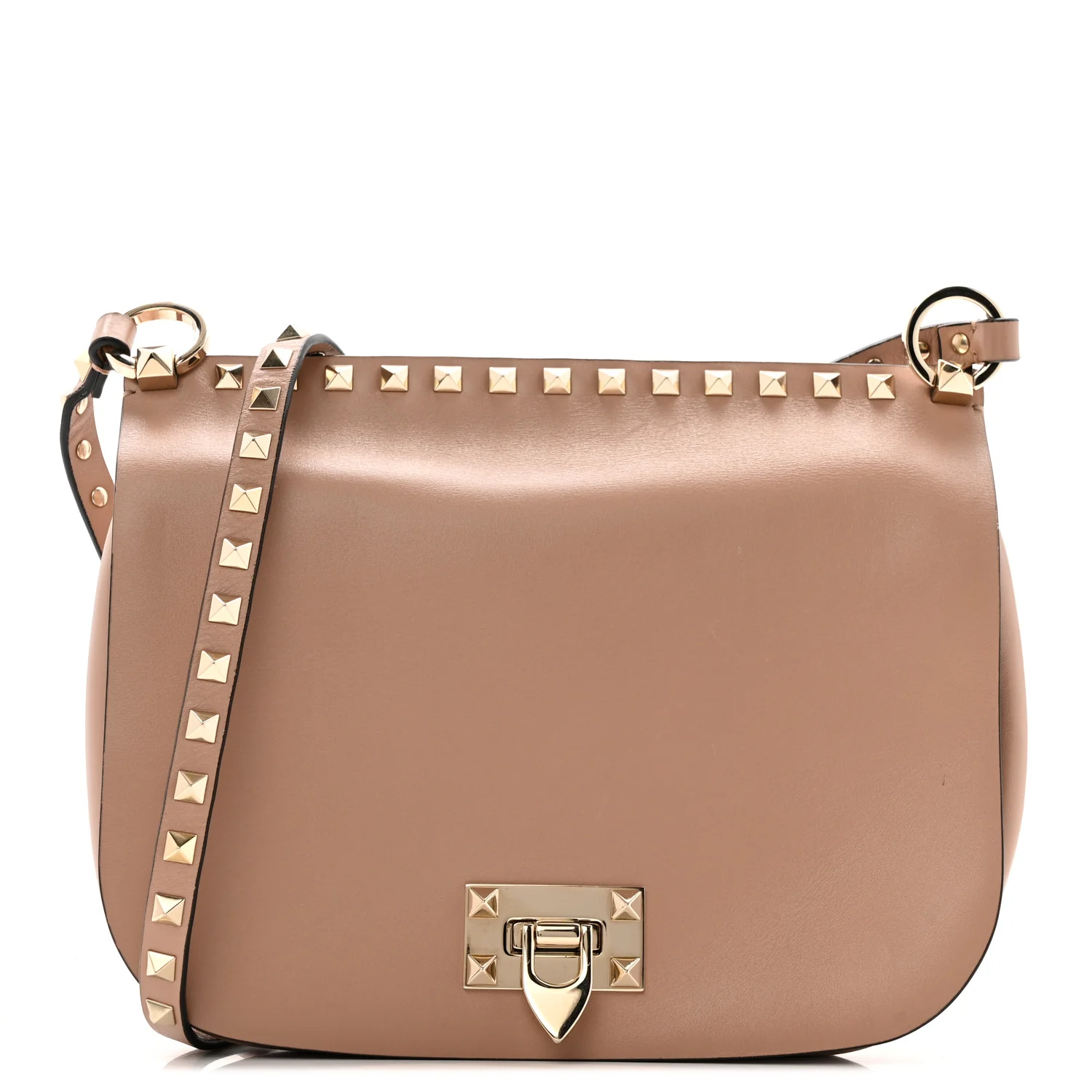 Calfskin Rockstud Saddle Bag Poudre