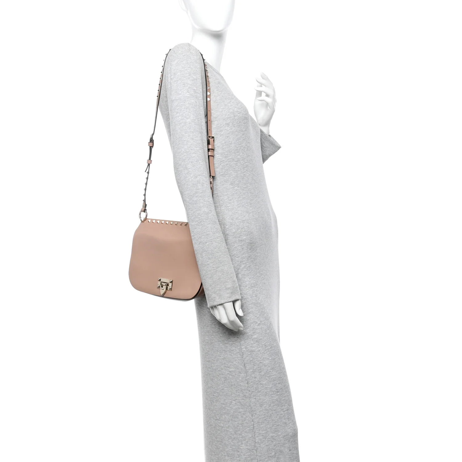 Calfskin Rockstud Saddle Bag Poudre - Image 2