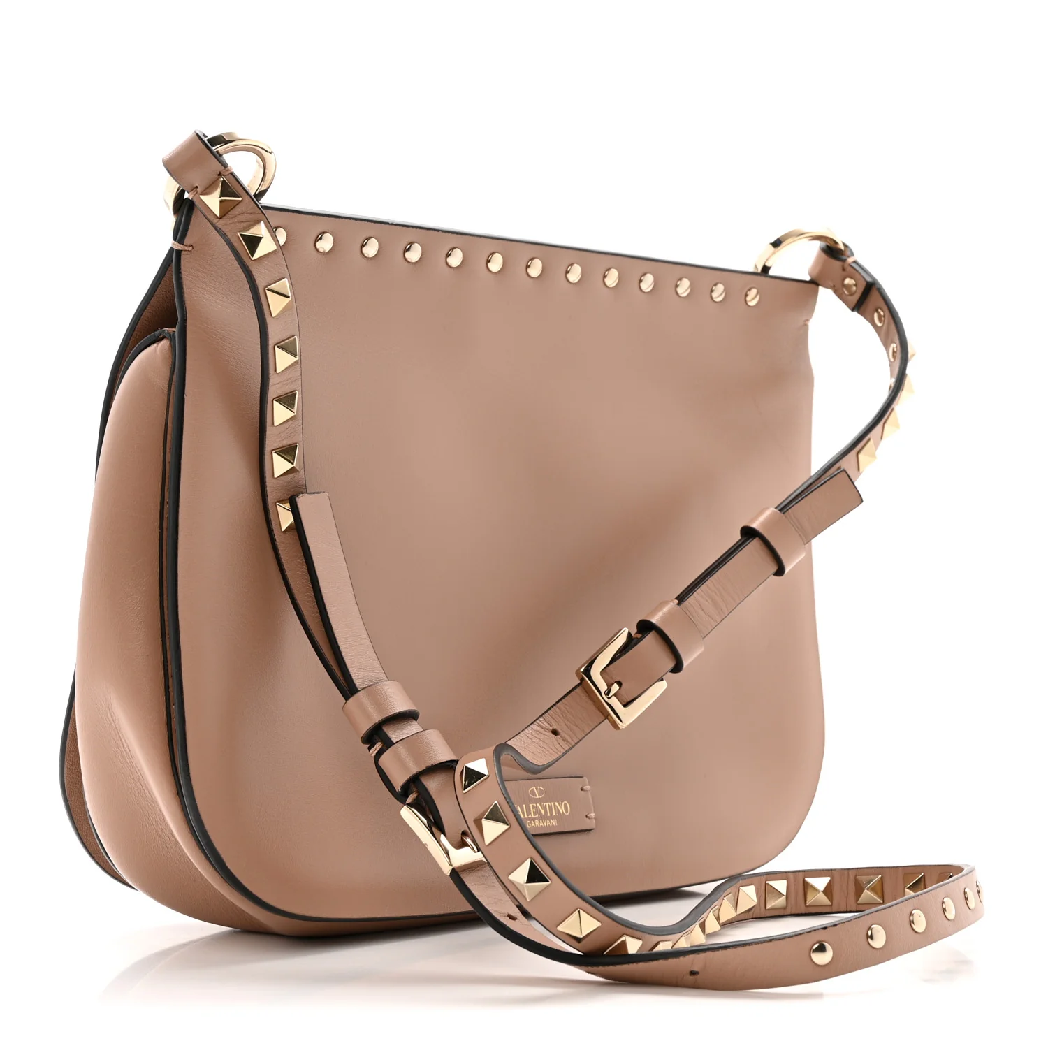 Calfskin Rockstud Saddle Bag Poudre - Image 3