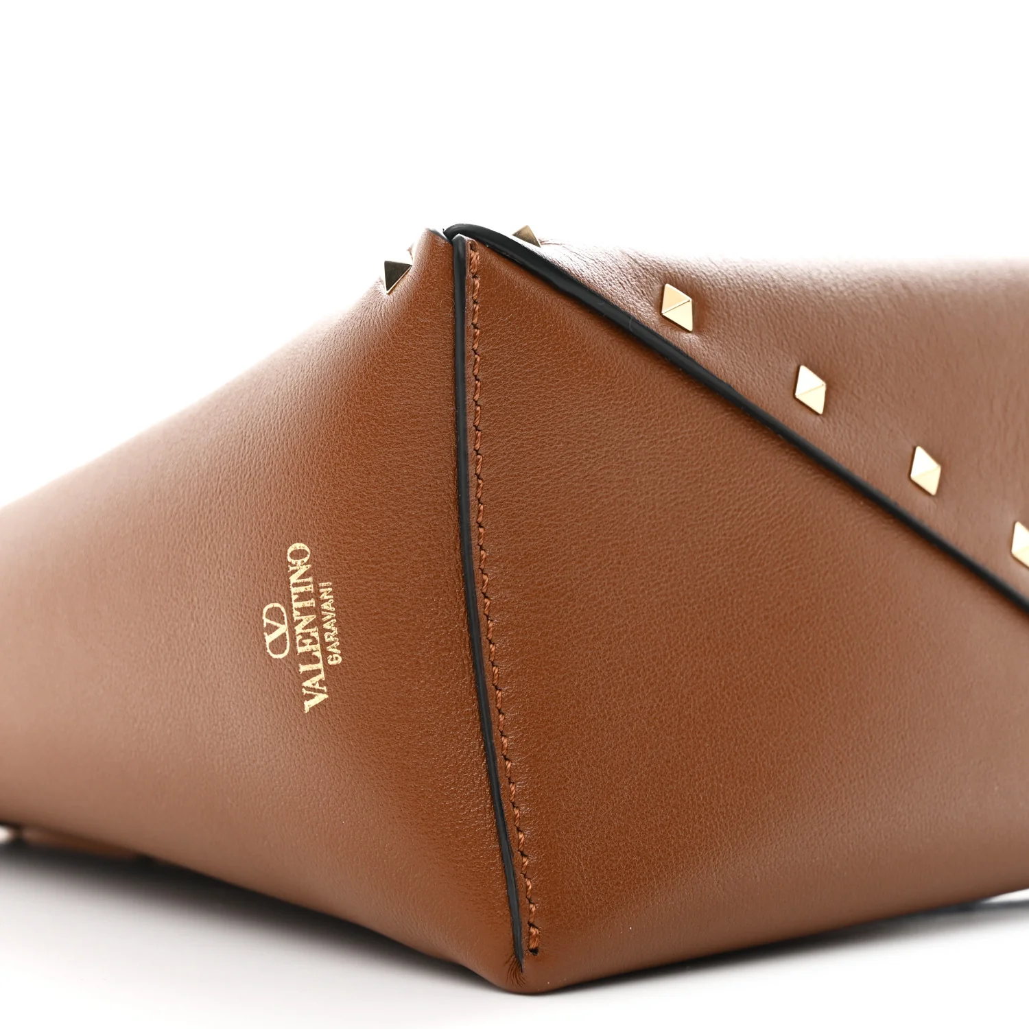 Calfskin Rockstud Wispy Bucket Bag Tobacco - Image 9