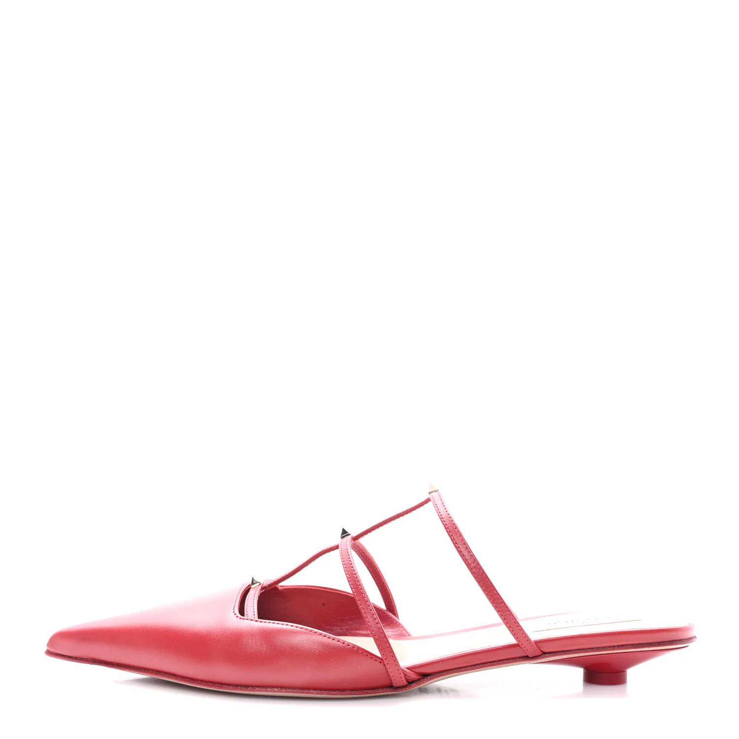 Calfskin Rockstud Wispy Mules 36.5 Red